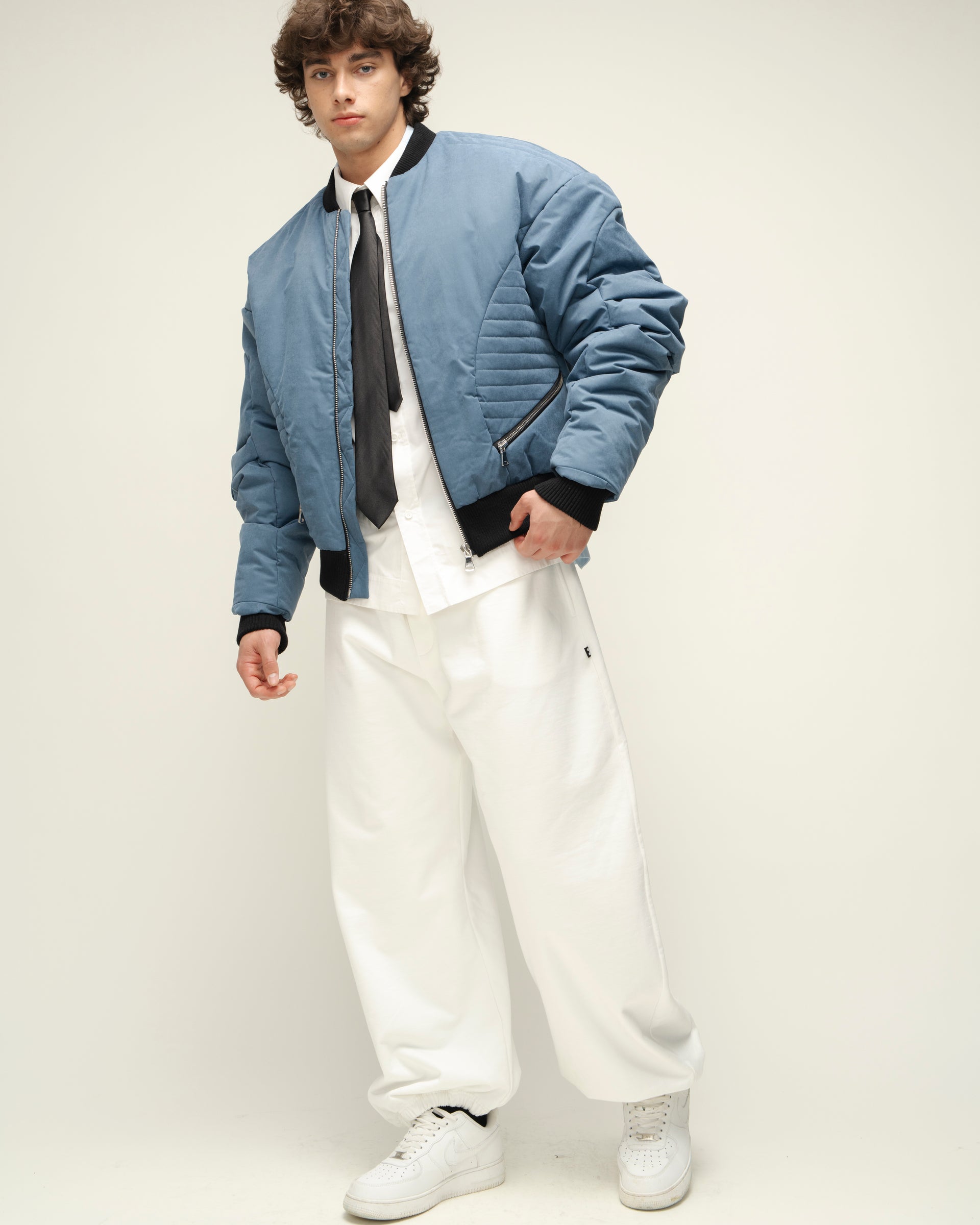 Denim-Blue Bomber Jacket