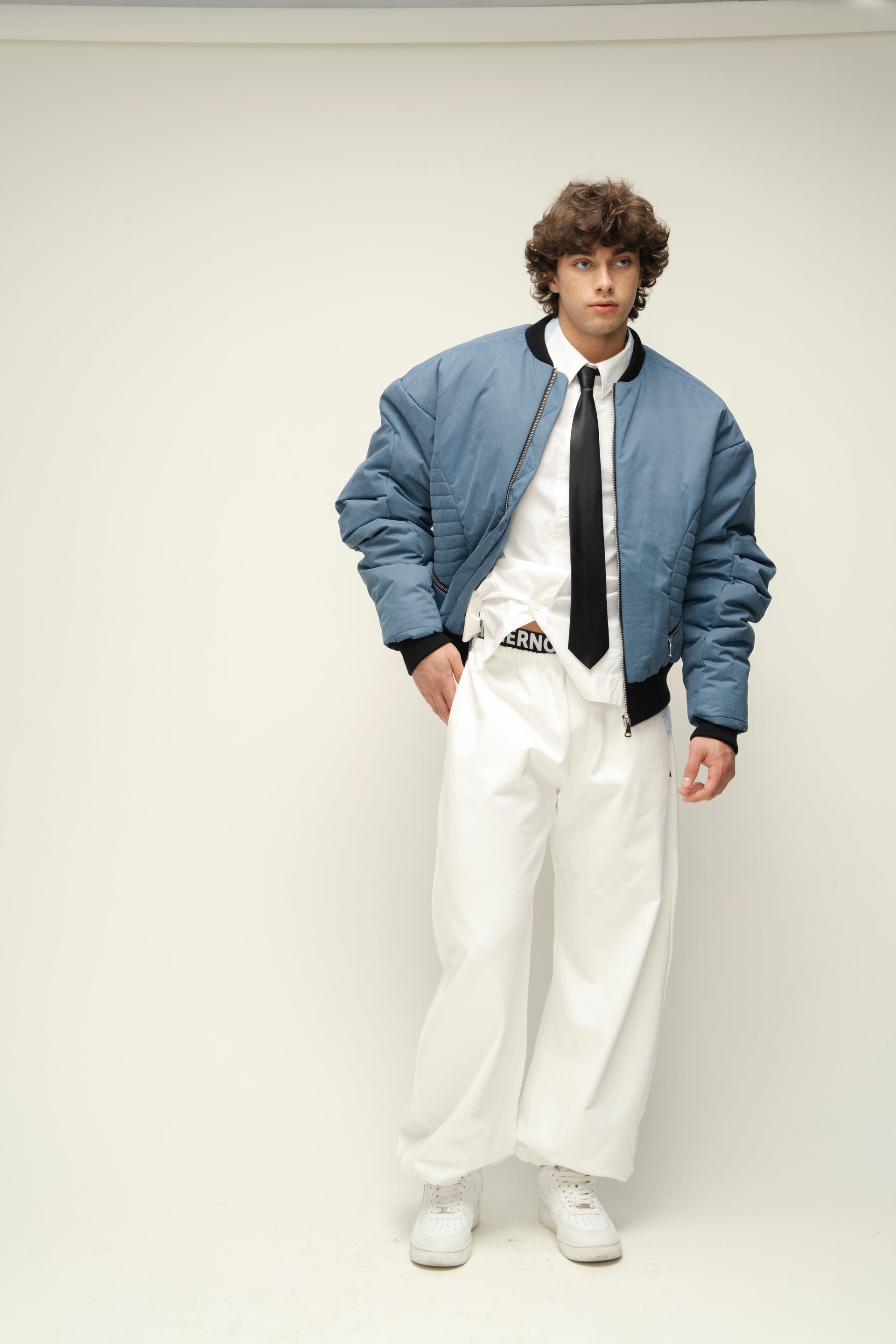 Denim-Blue Bomber Jacket
