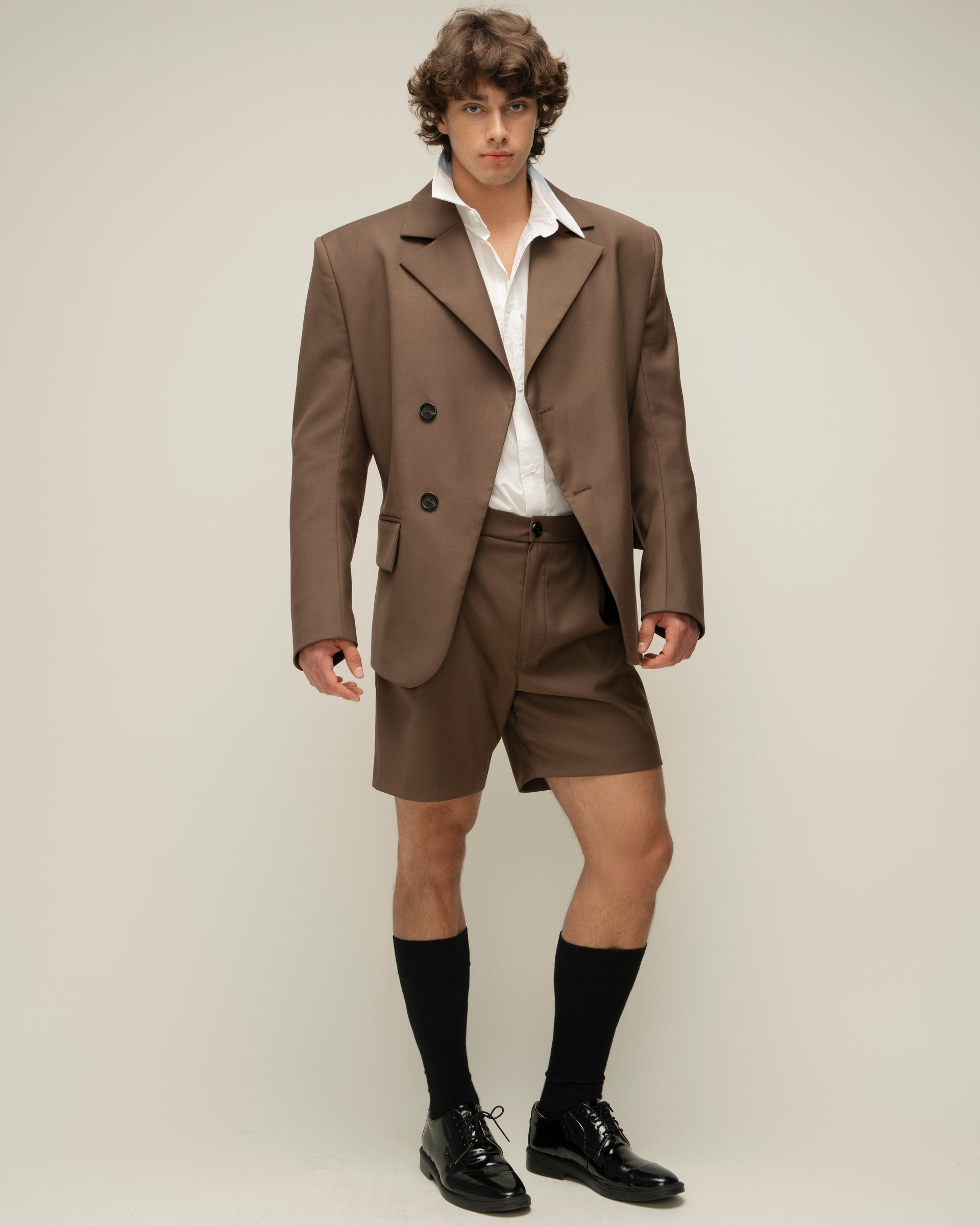 "Decent" Brown Suiting Shorts