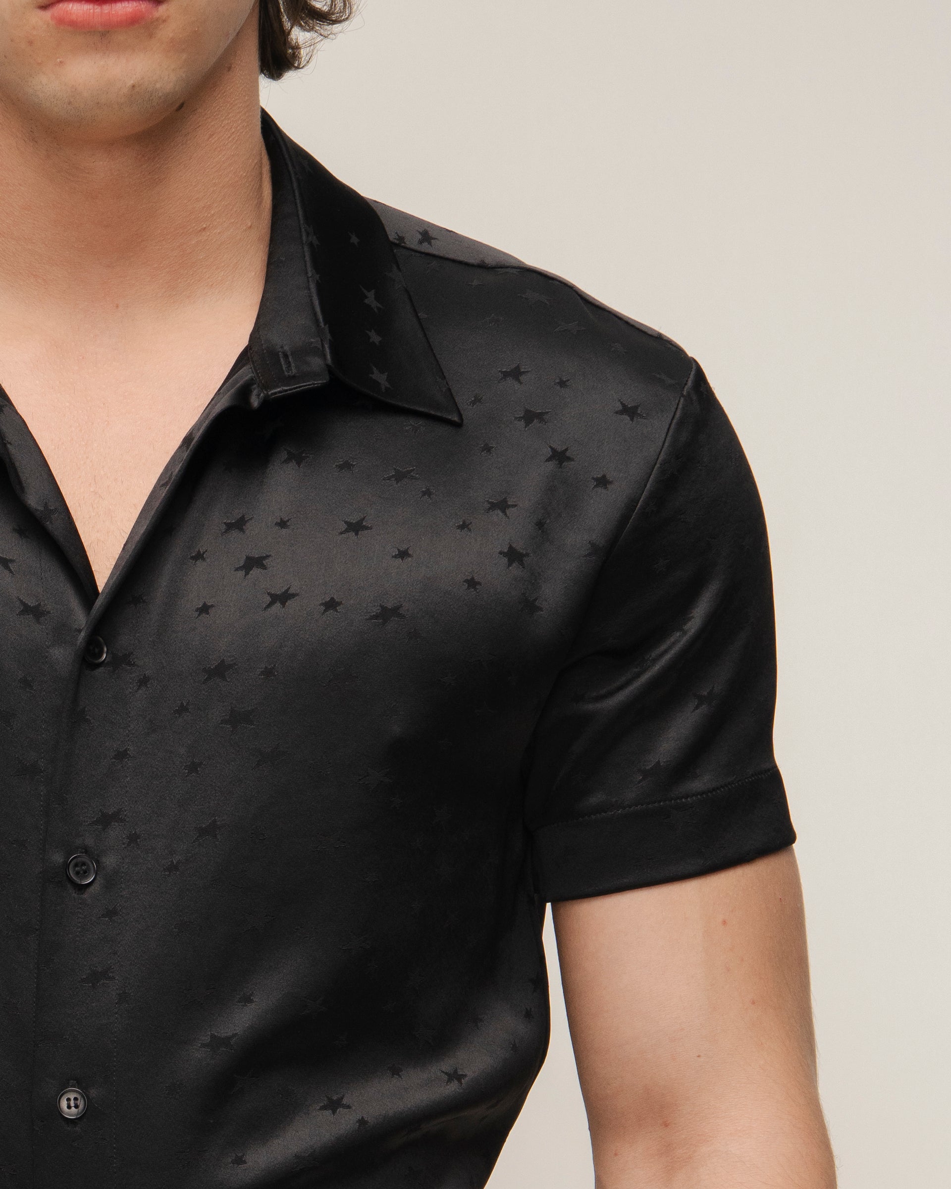 “Chic” Satin Shirt with Stars