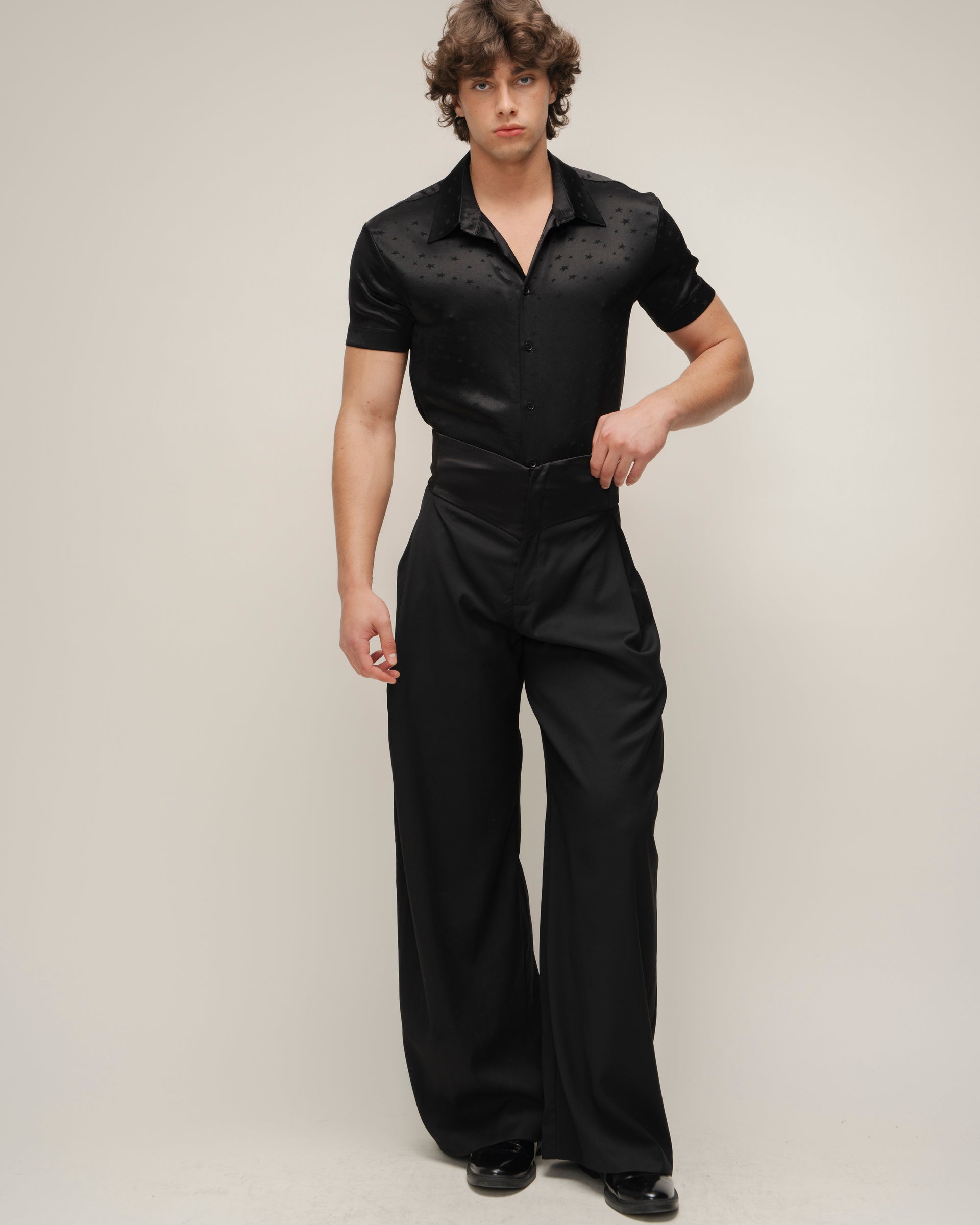 “Chic” Satin Shirt with Stars