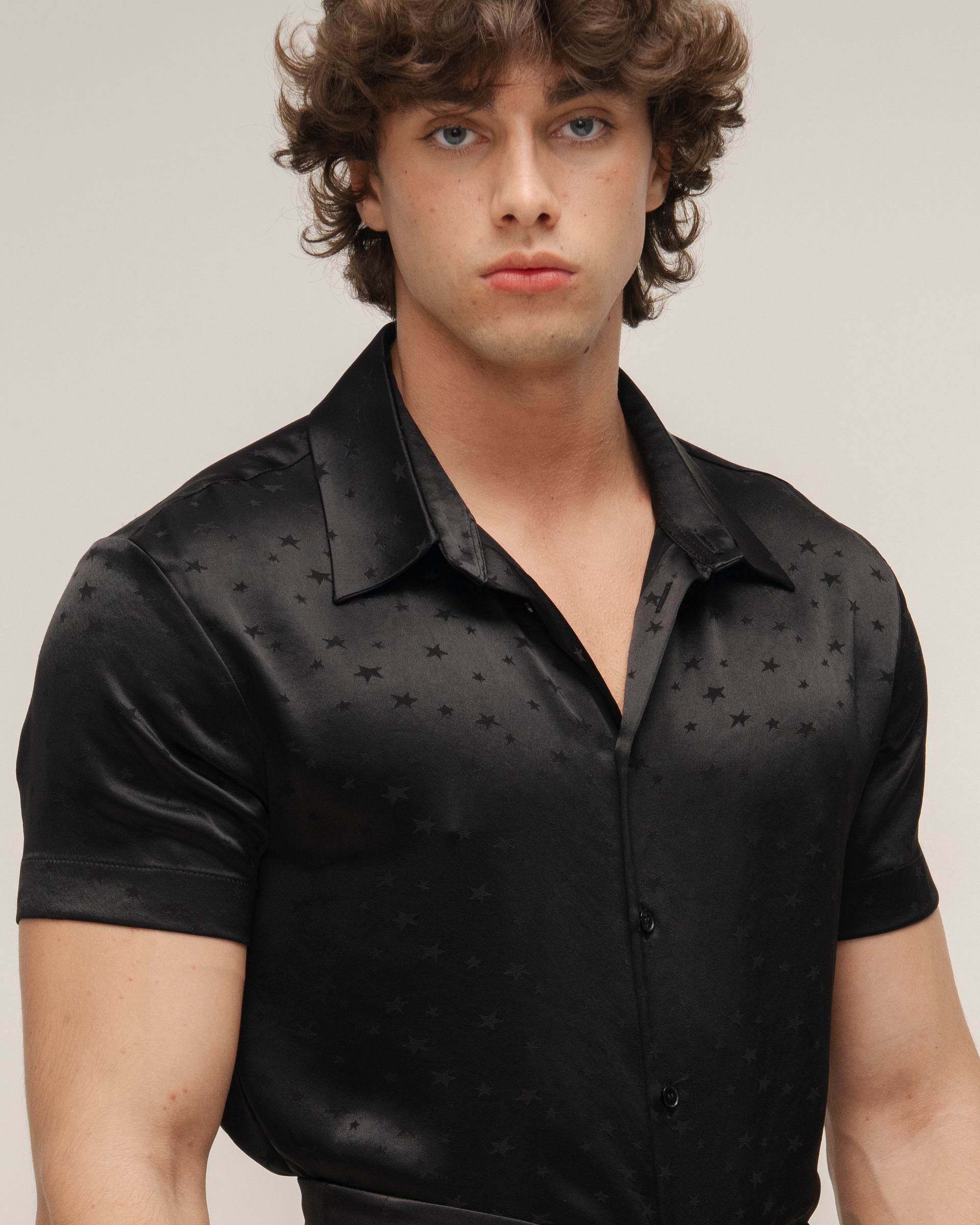 “Chic” Satin Shirt with Stars