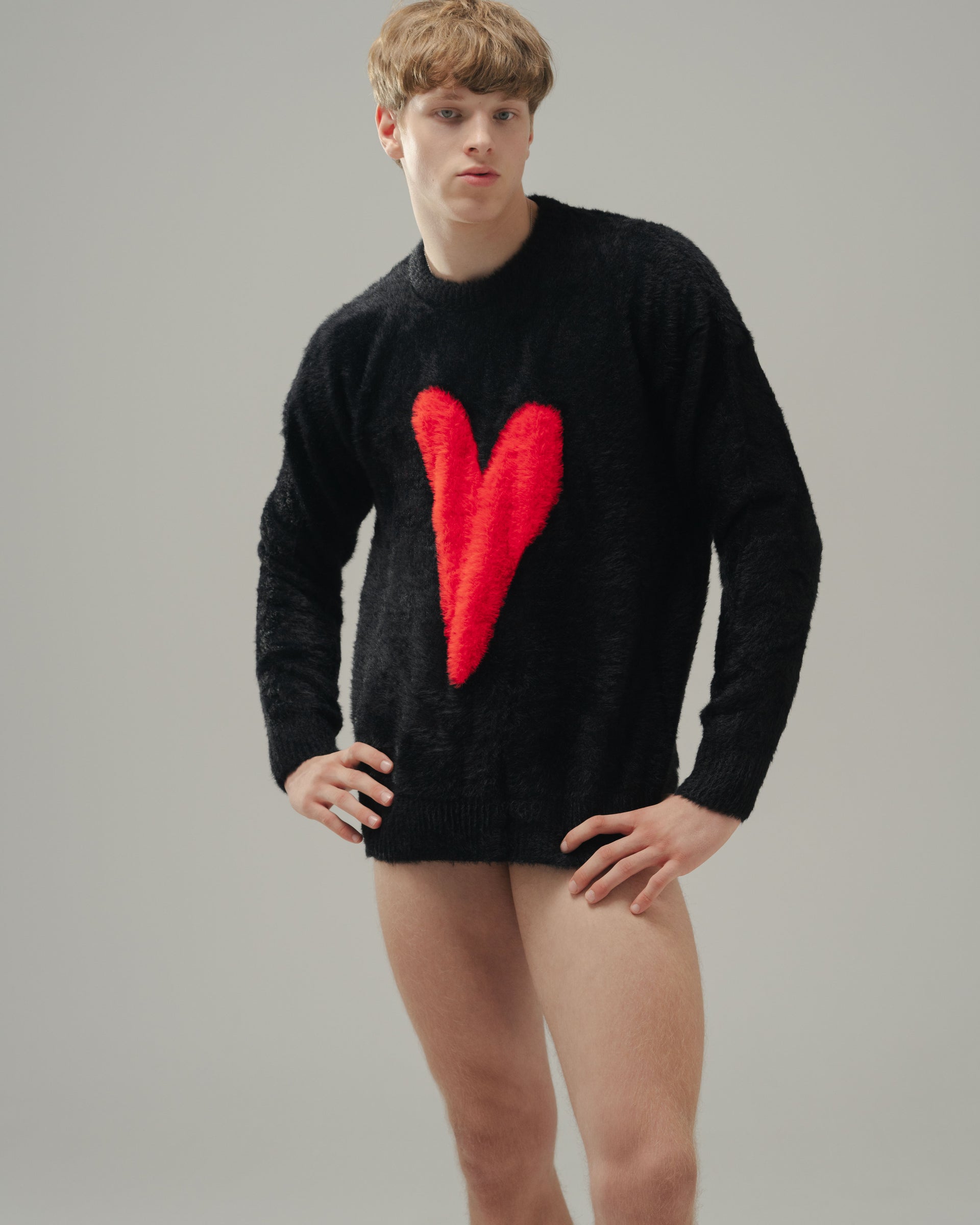 "Red Heart" Black Sweater