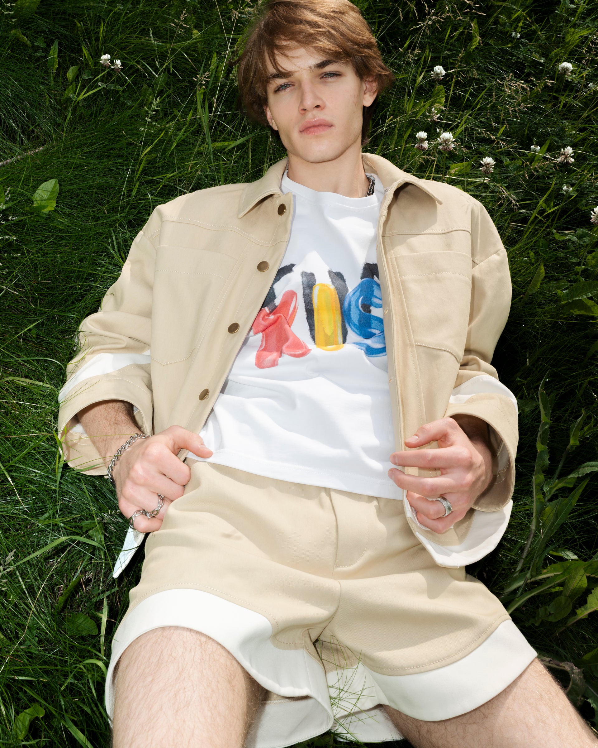 "Riding the Wave" Beige Denim Shirt