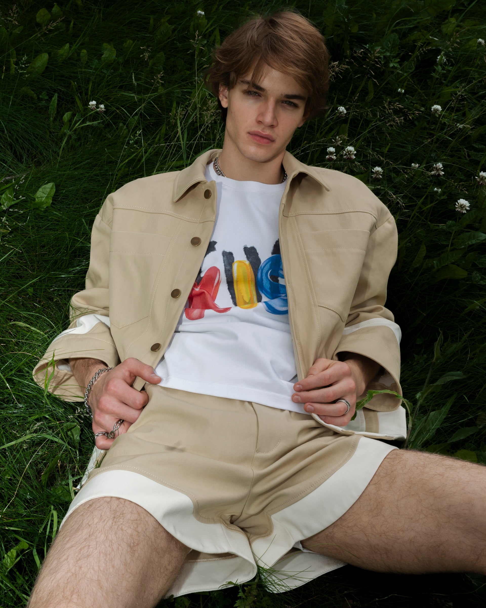 "Riding the Wave" Beige Denim Shirt