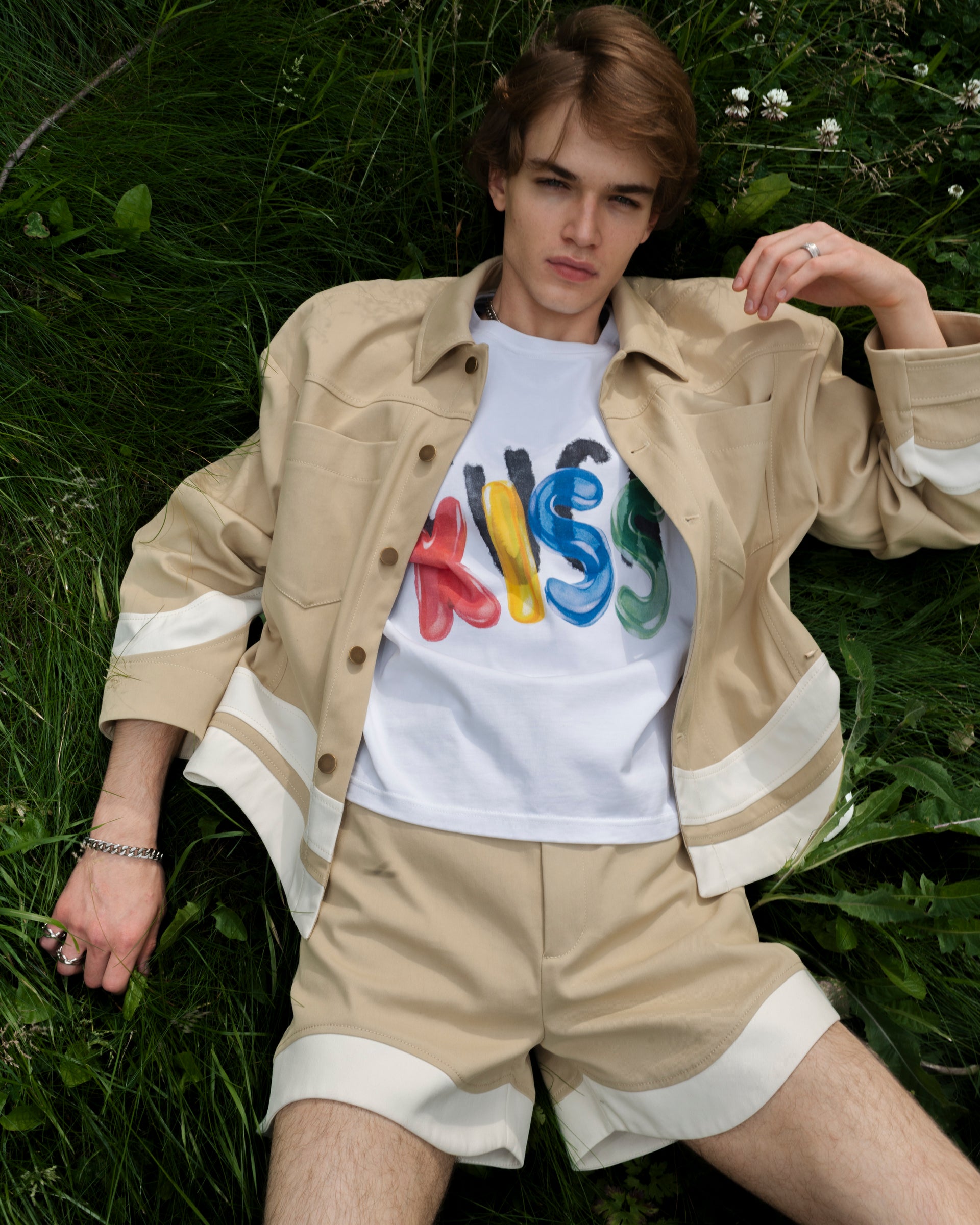 "Riding the Wave" Beige Denim Shirt