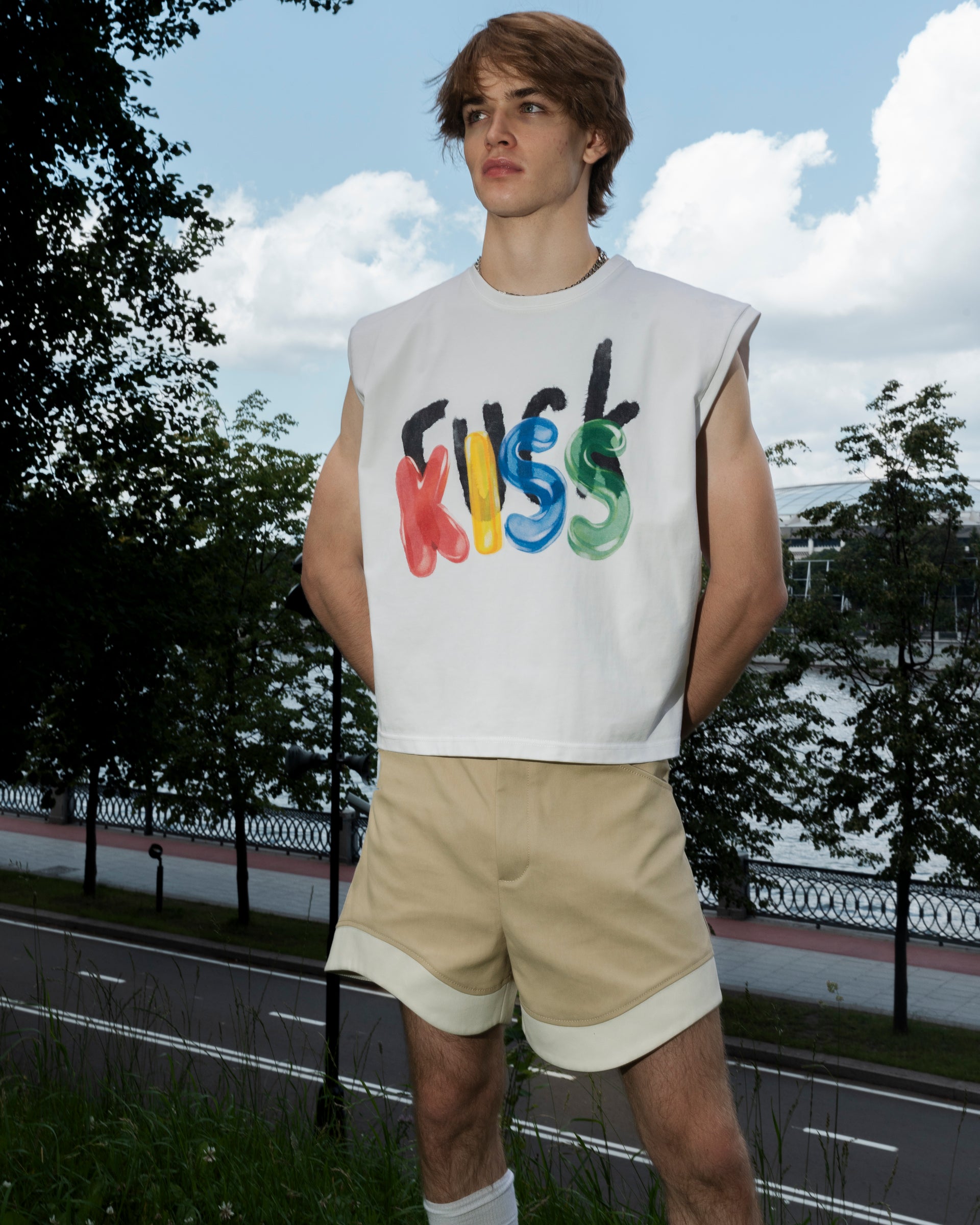 "Riding the Wave" Beige Denim Shorts