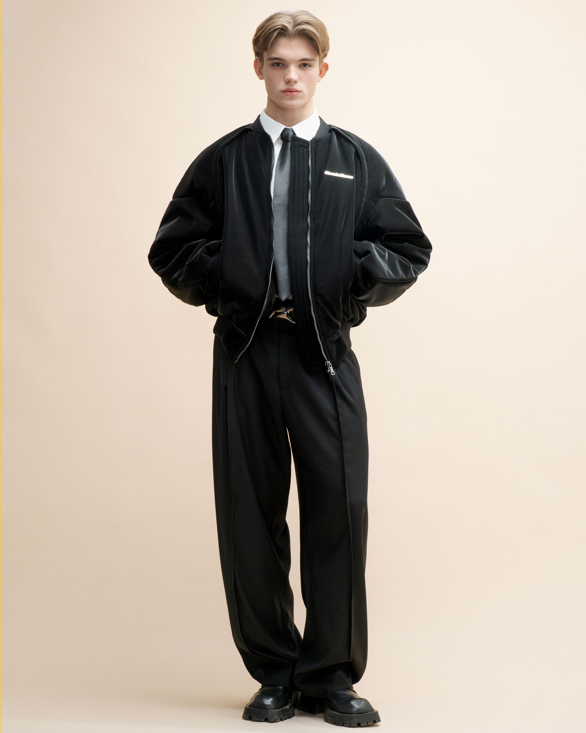 black "retrocar" bomber jacket