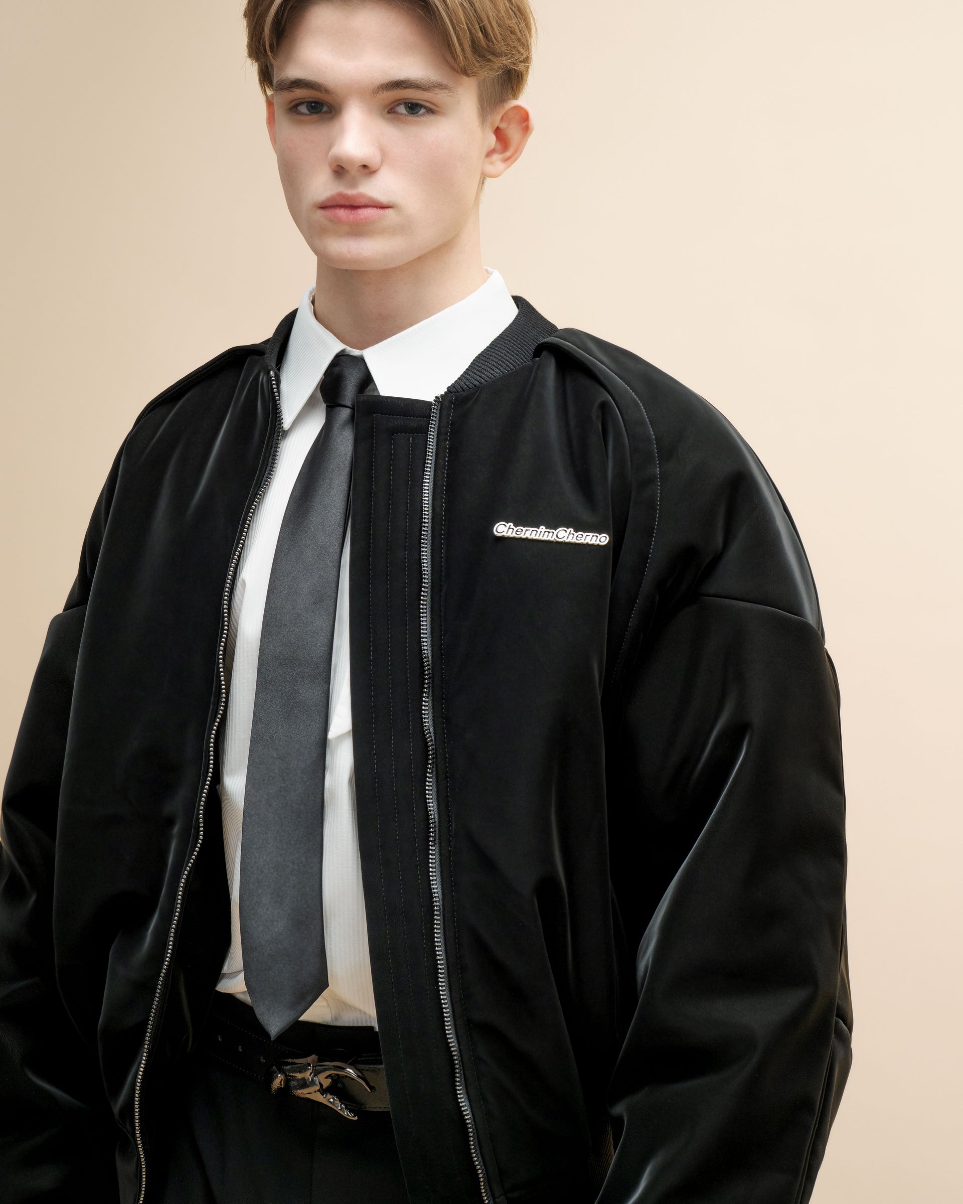black "retrocar" bomber jacket