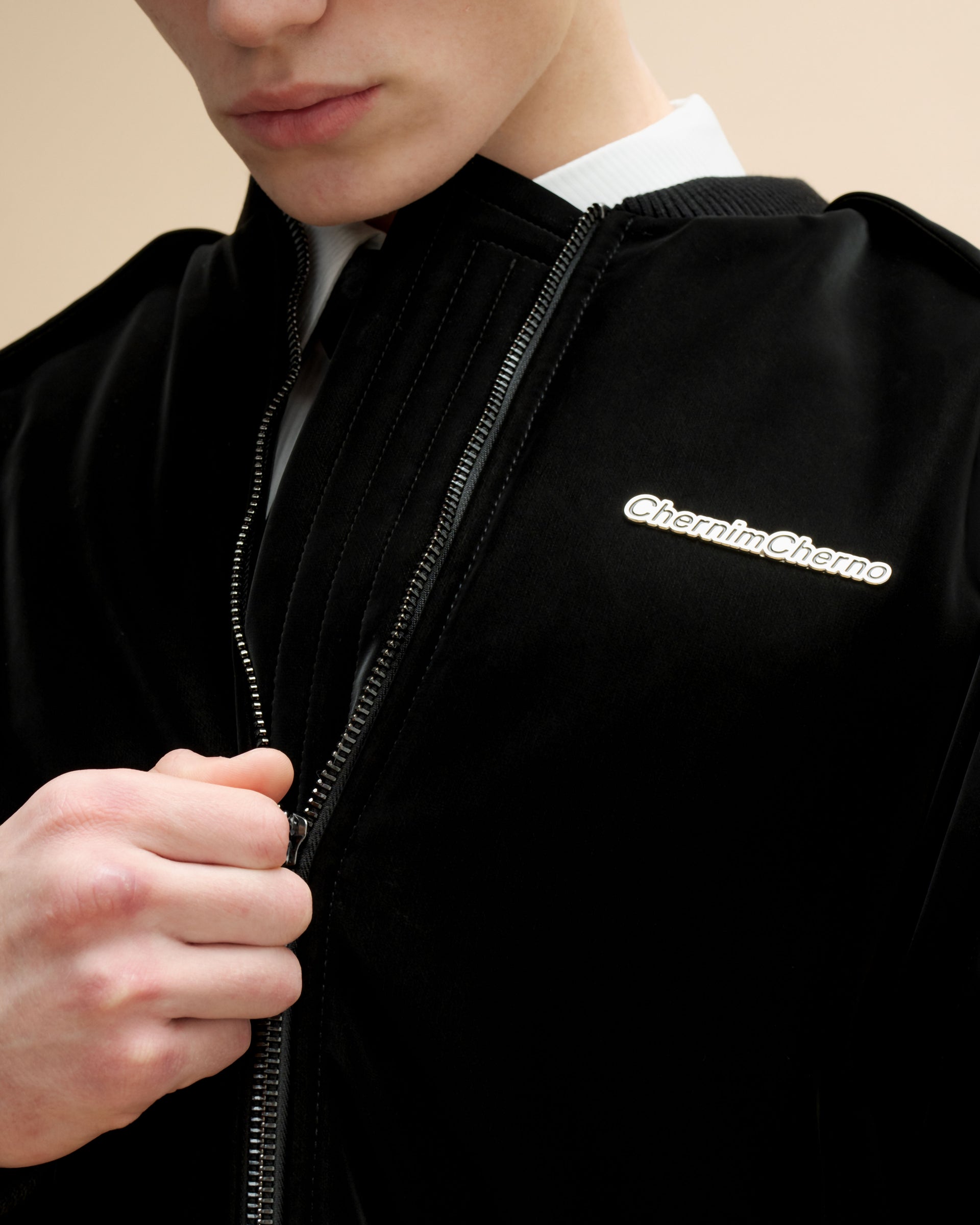 black "retrocar" bomber jacket