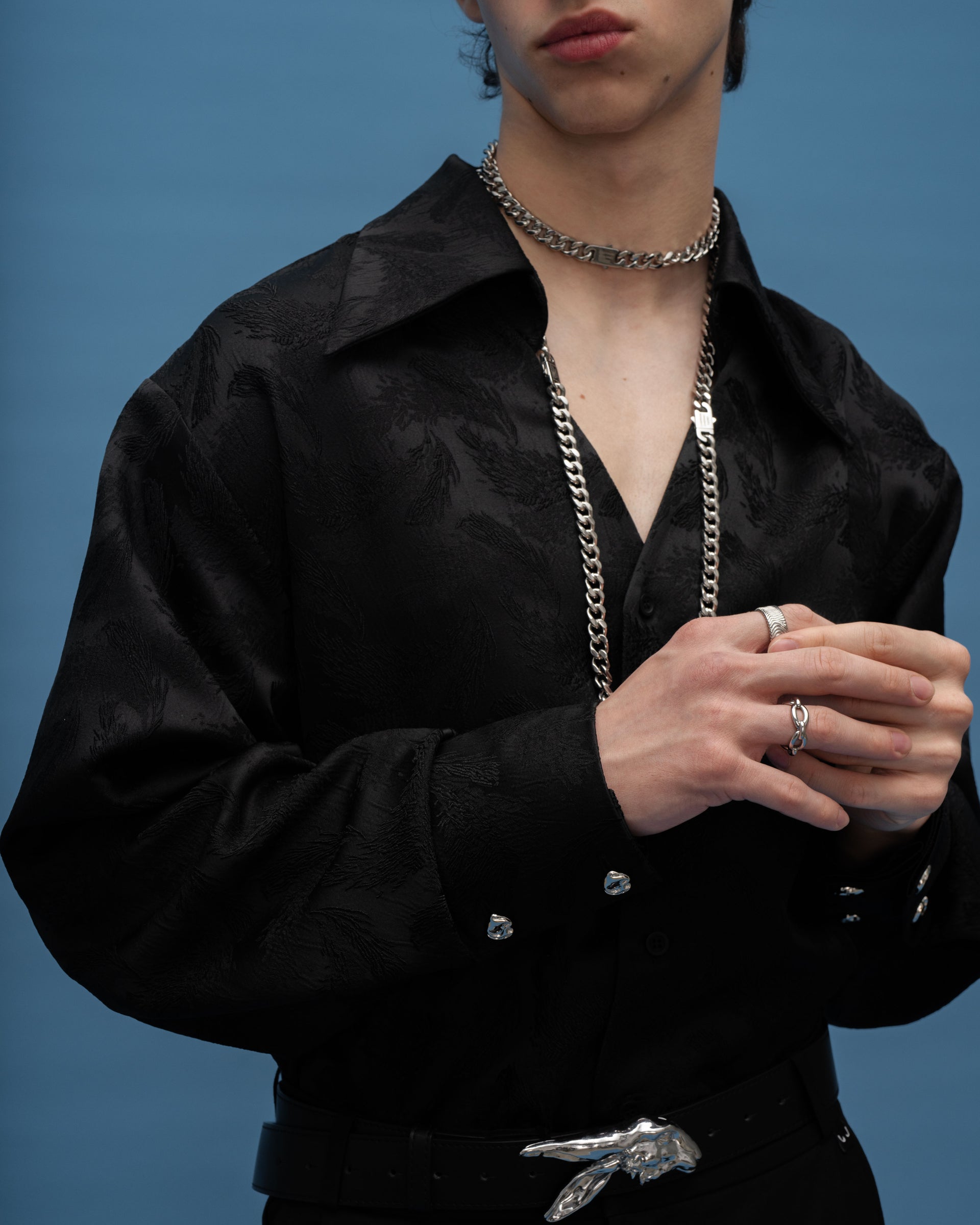 "Drama" Black Jacquard Shirt