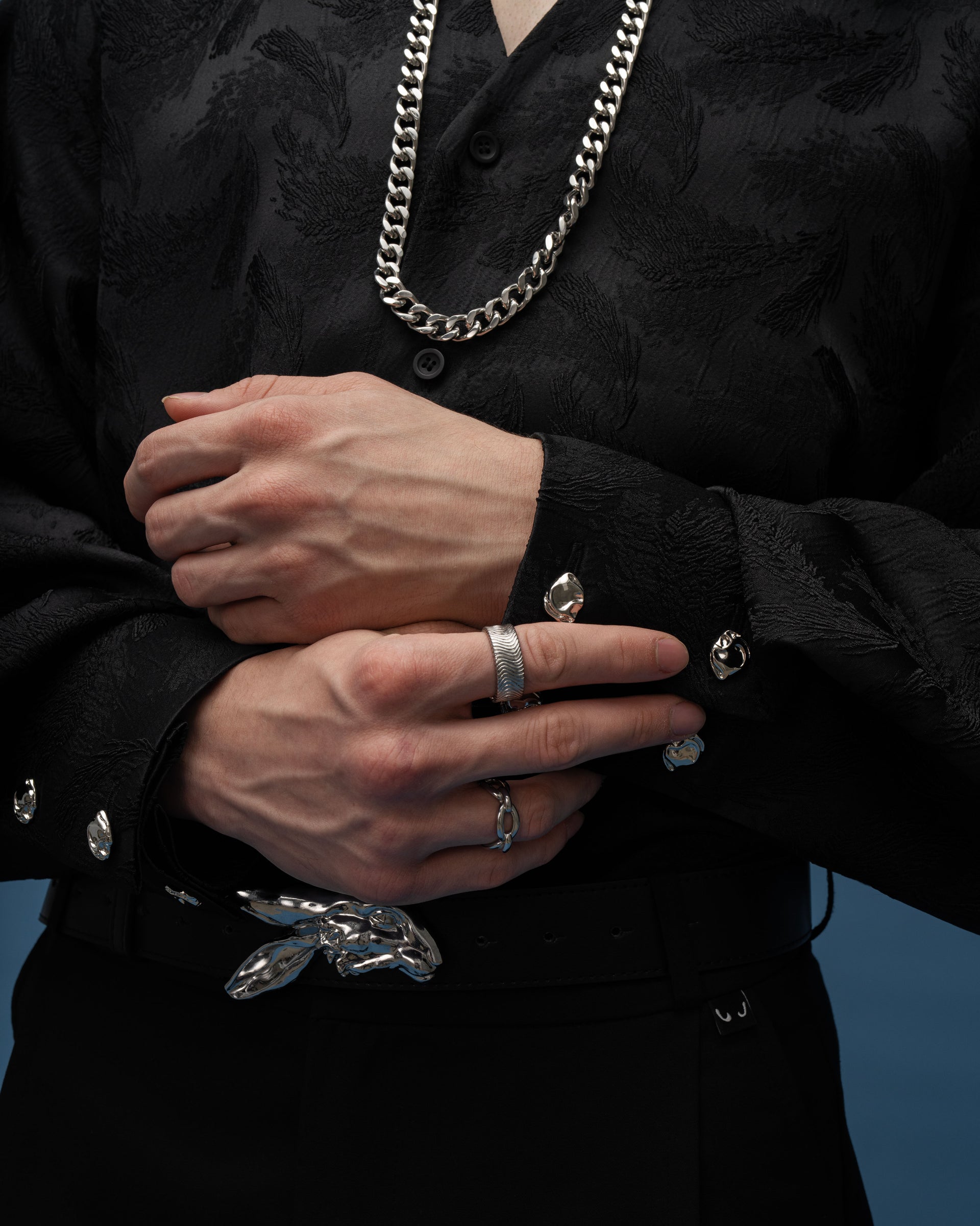 "Drama" Black Jacquard Shirt