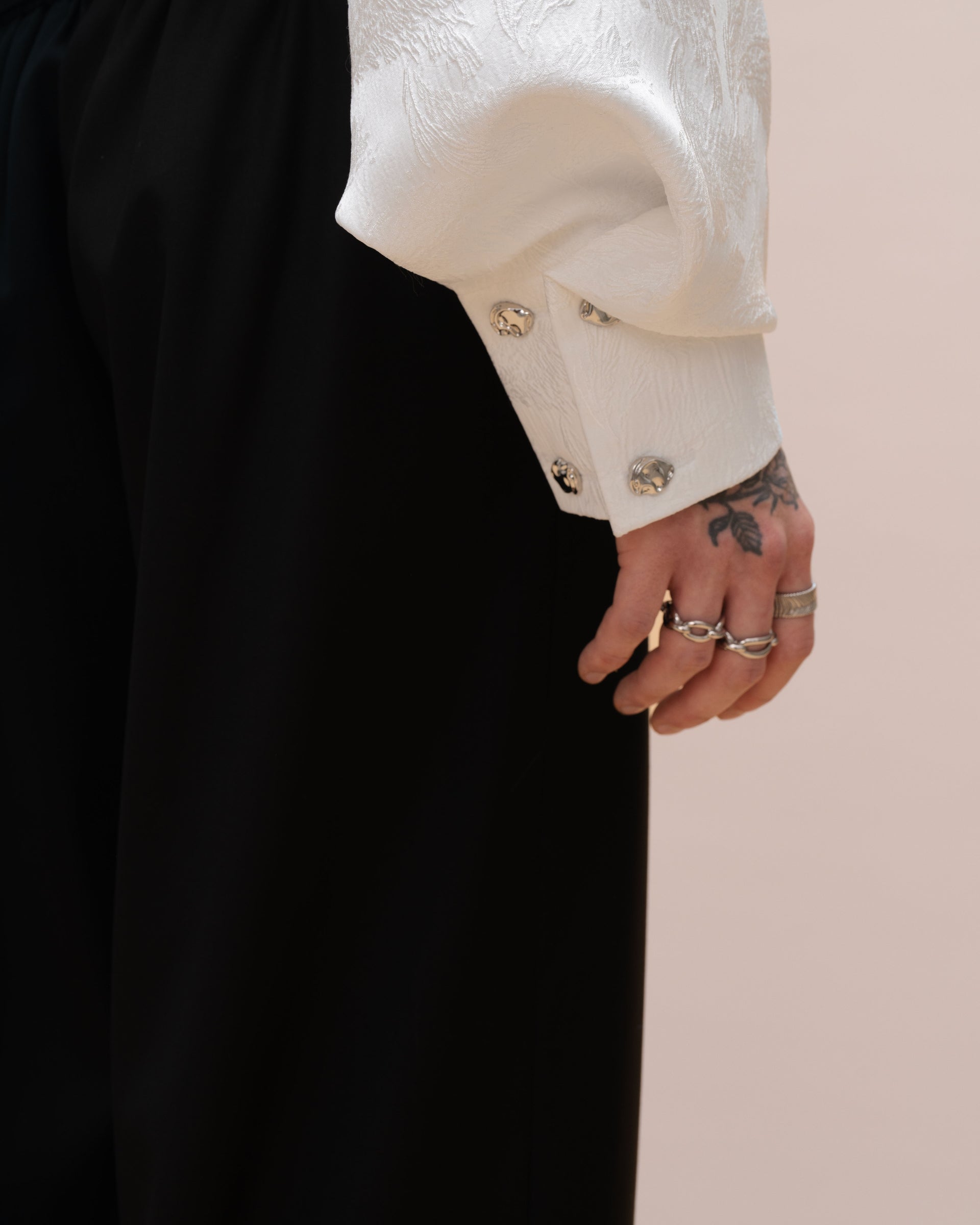 "Drama" White Jacquard Shirt