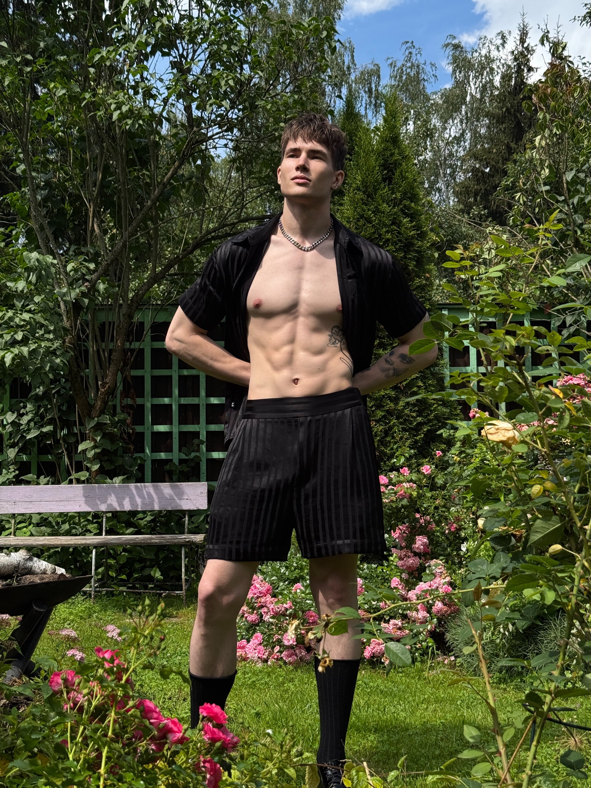"Chic" Striped Satin Shorts