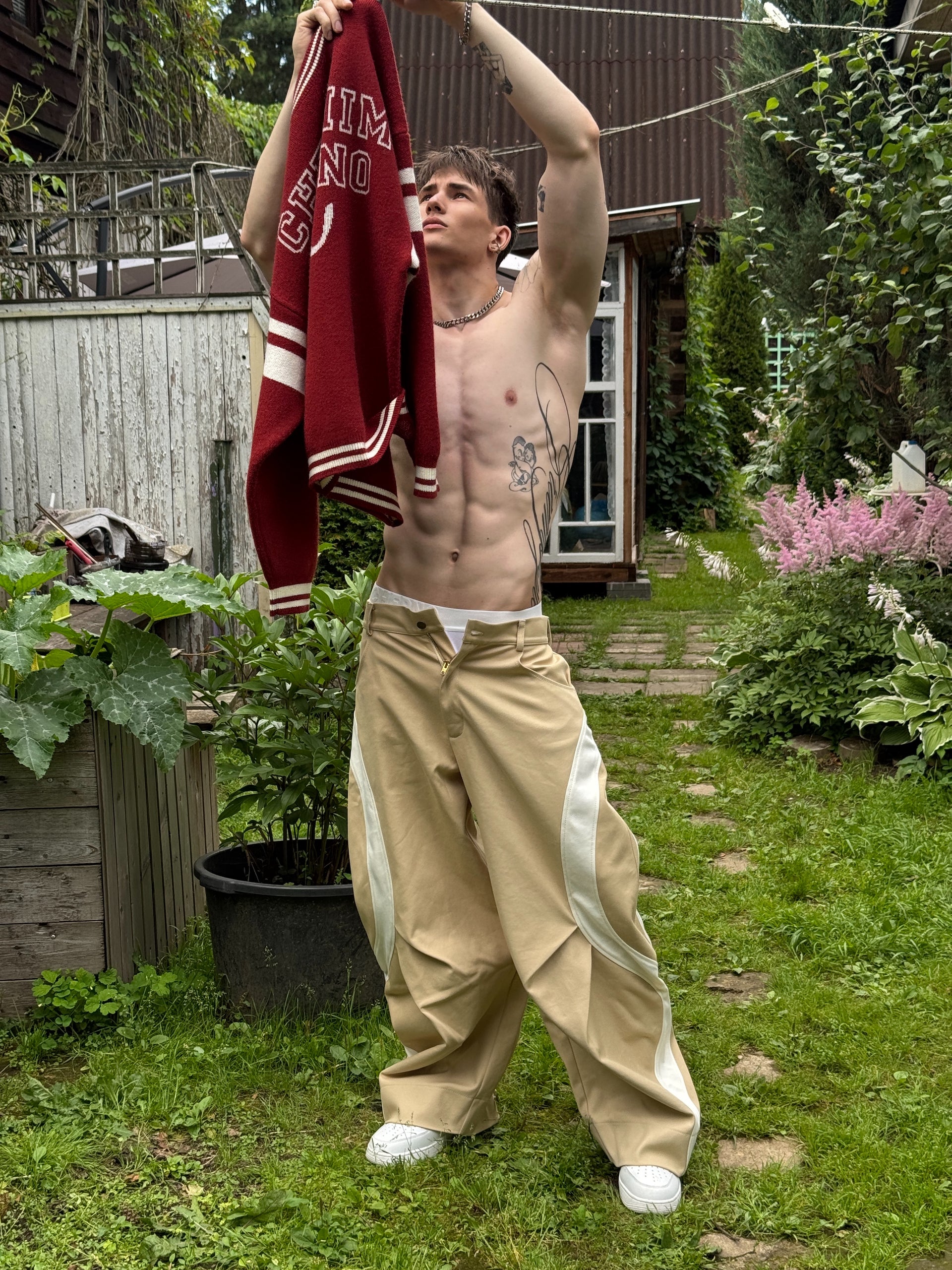 "Riding the Wave" Beige Trousers