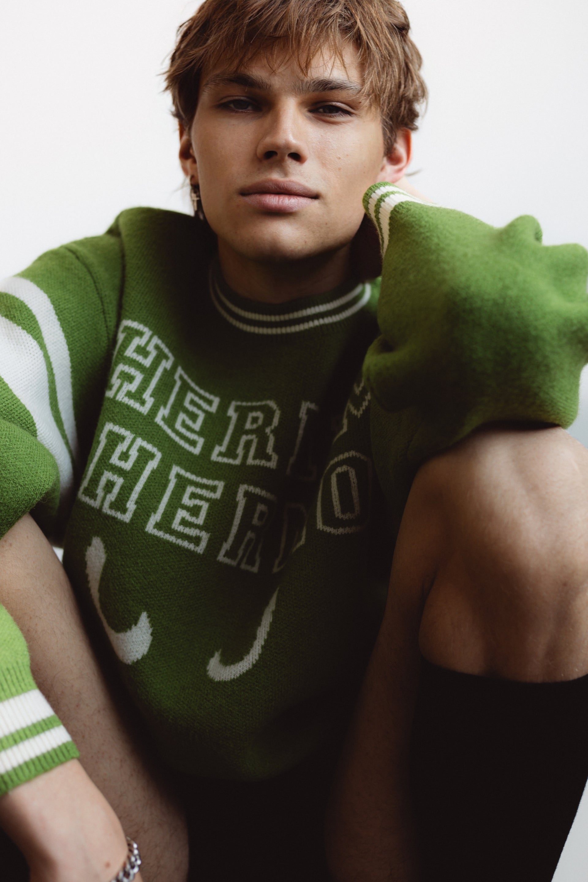 "Forward" Green Sweater