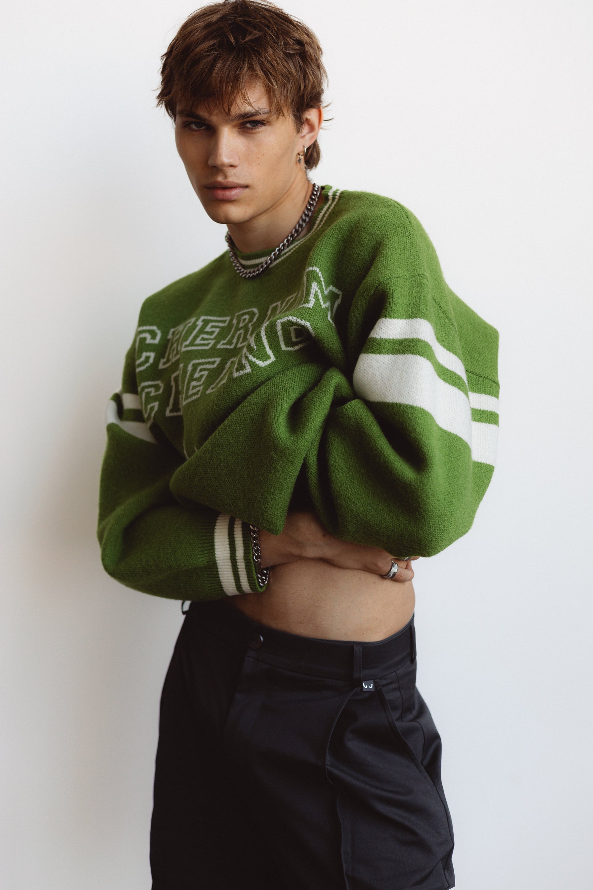"Forward" Green Sweater