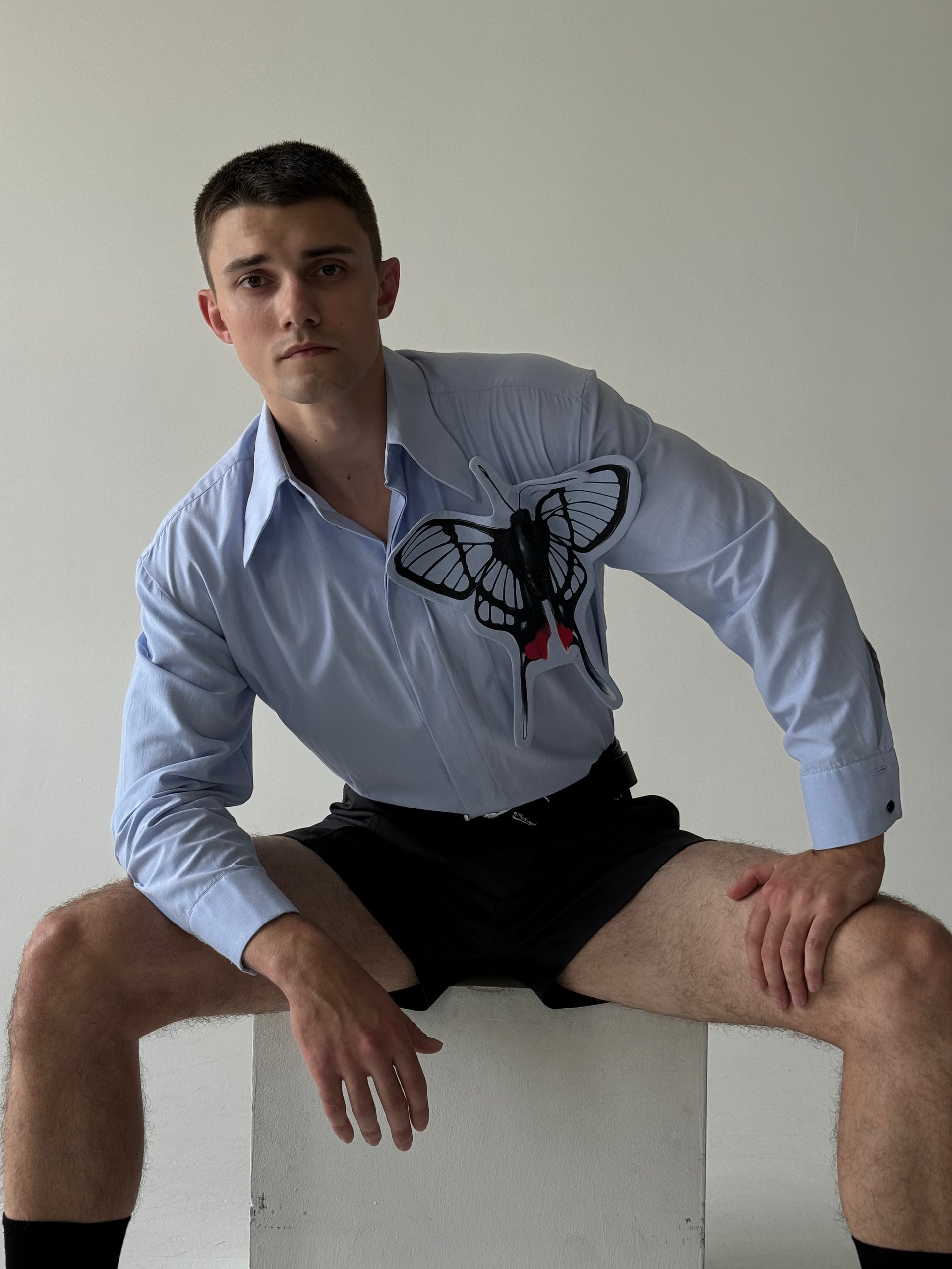 "Butterfly" Light Blue Shirt