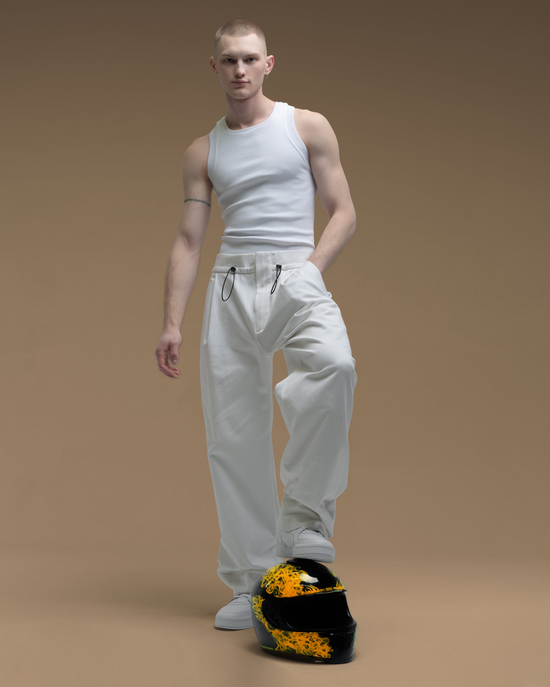 white cargo trousers "everything will turn out"