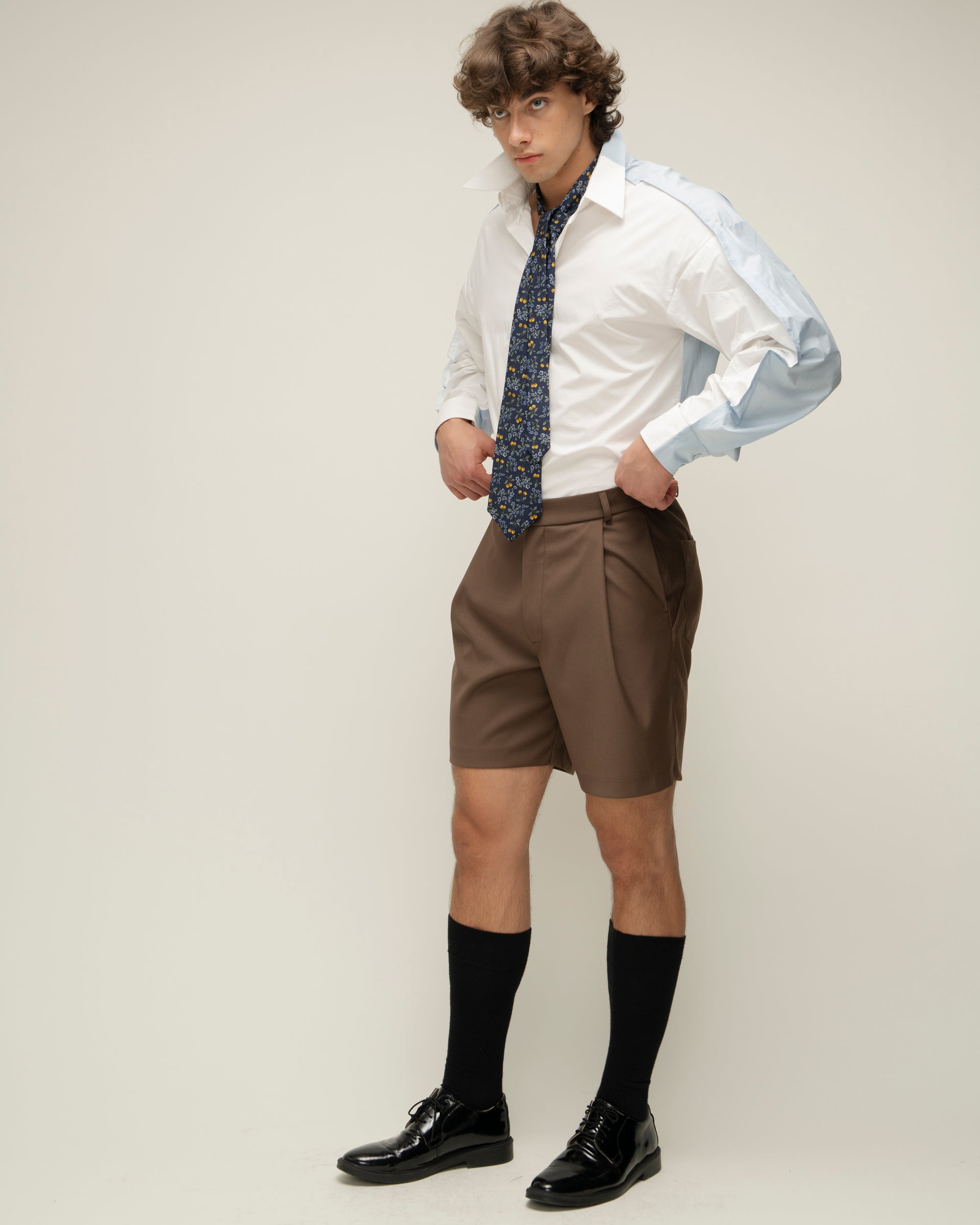 "Decent" Brown Suiting Shorts