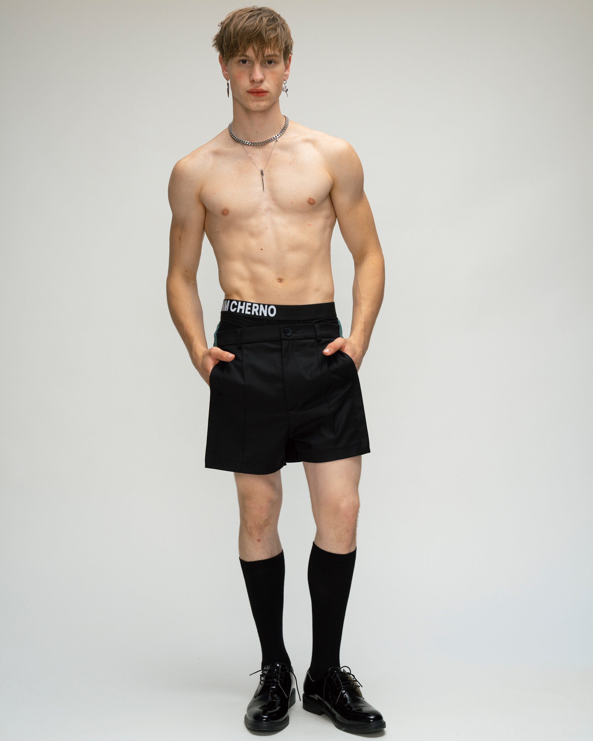 "Heads or Tails" Shorts with Green Insert
