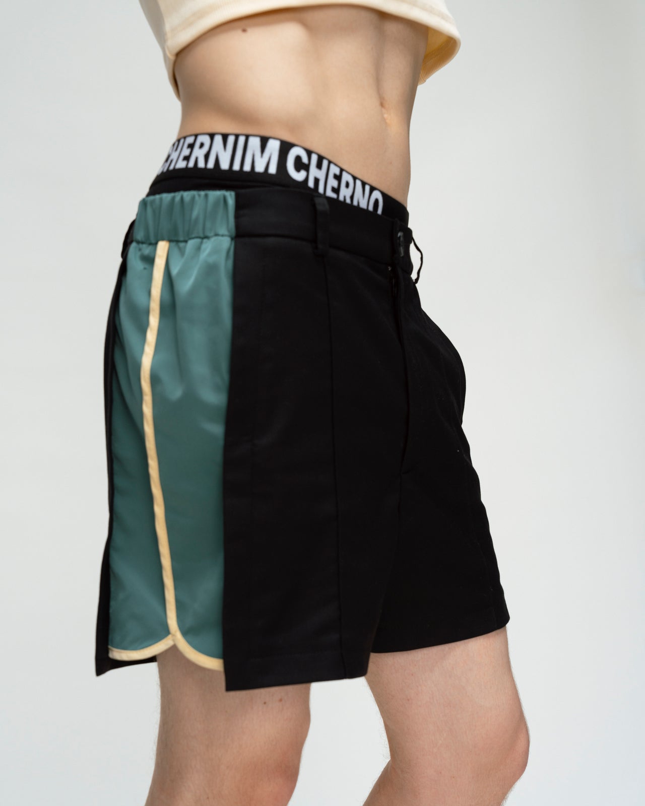"Heads or Tails" Shorts with Green Insert
