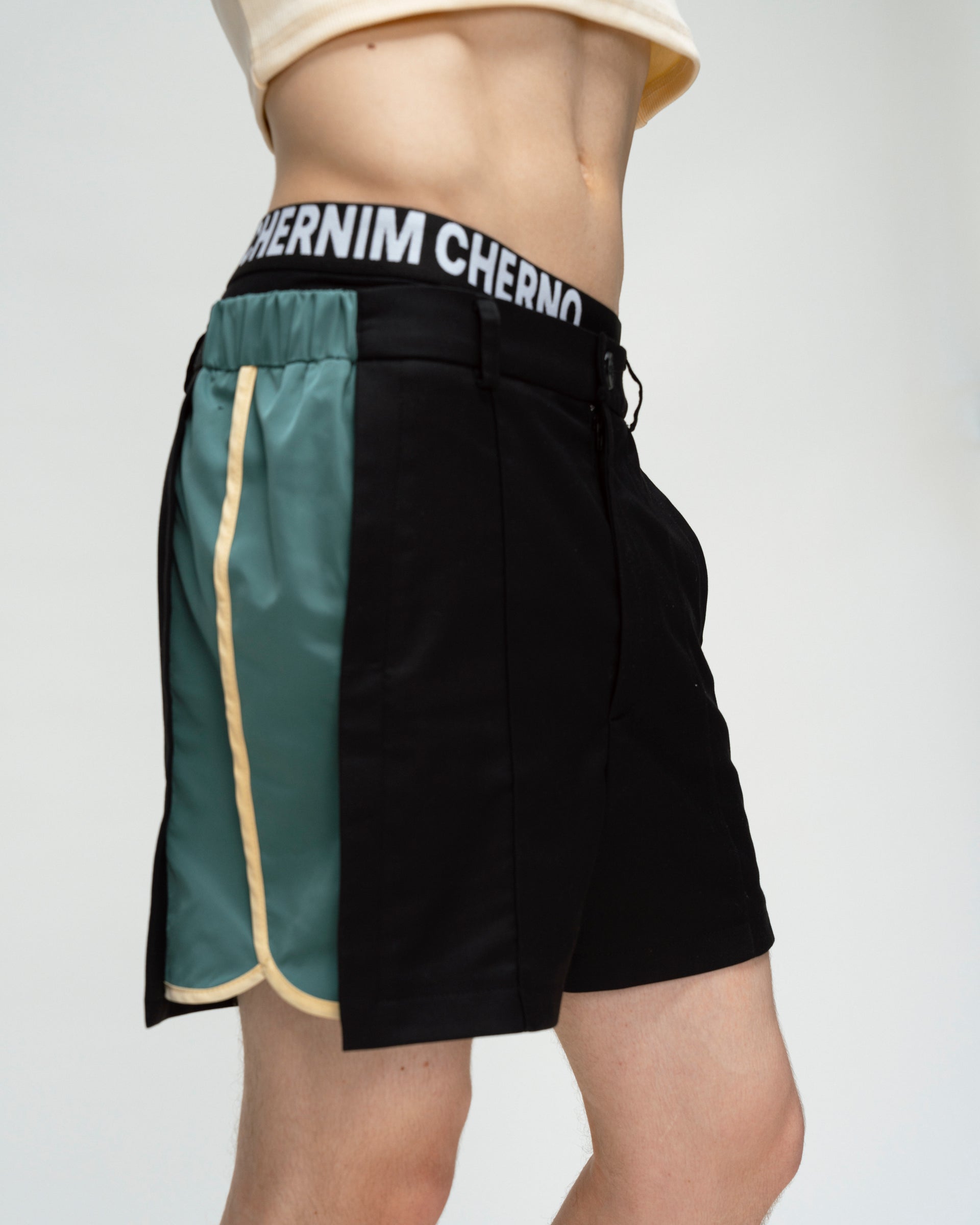 "Heads or Tails" Shorts with Green Insert