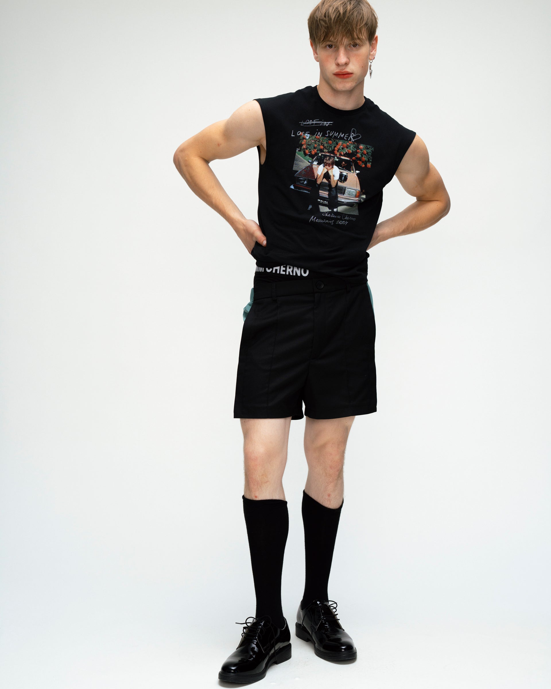 "Love in summer" Black Sleeveless Tank Top