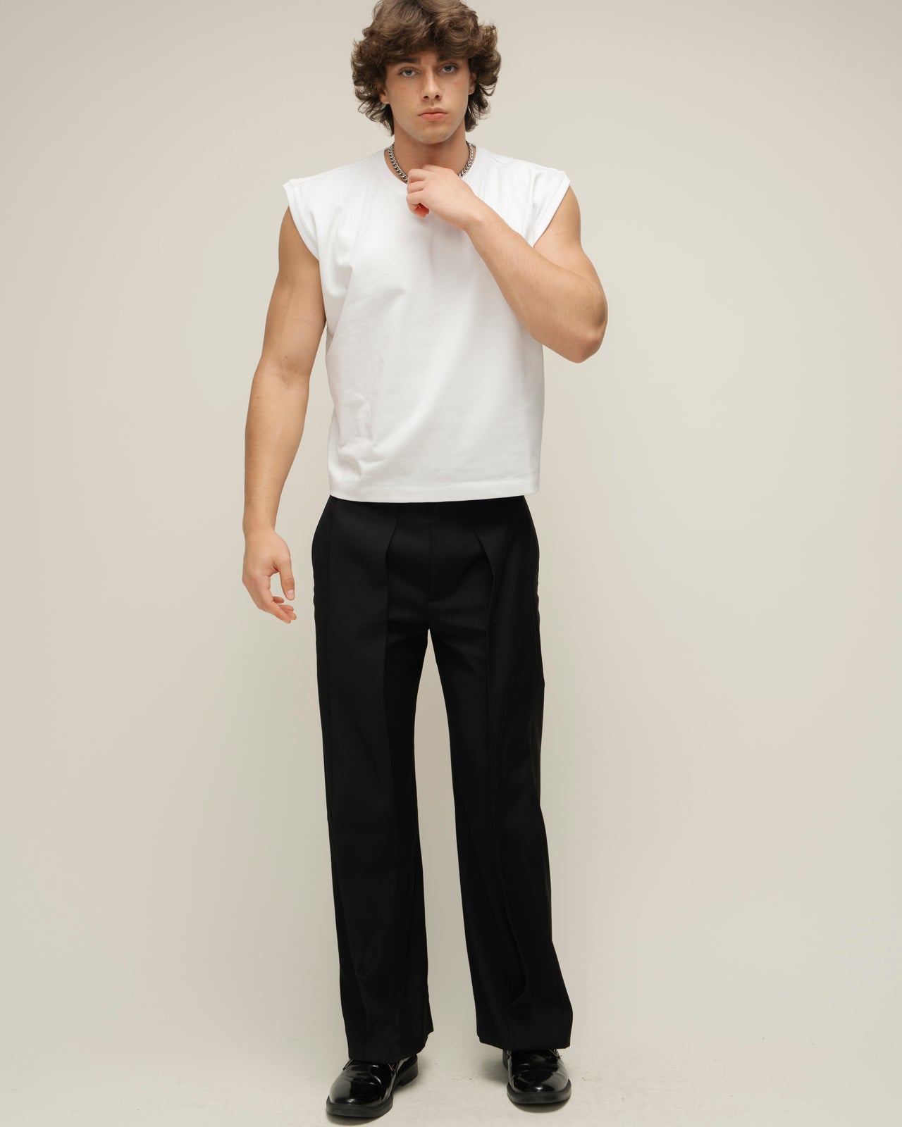 White Sleeveless T-Shirt