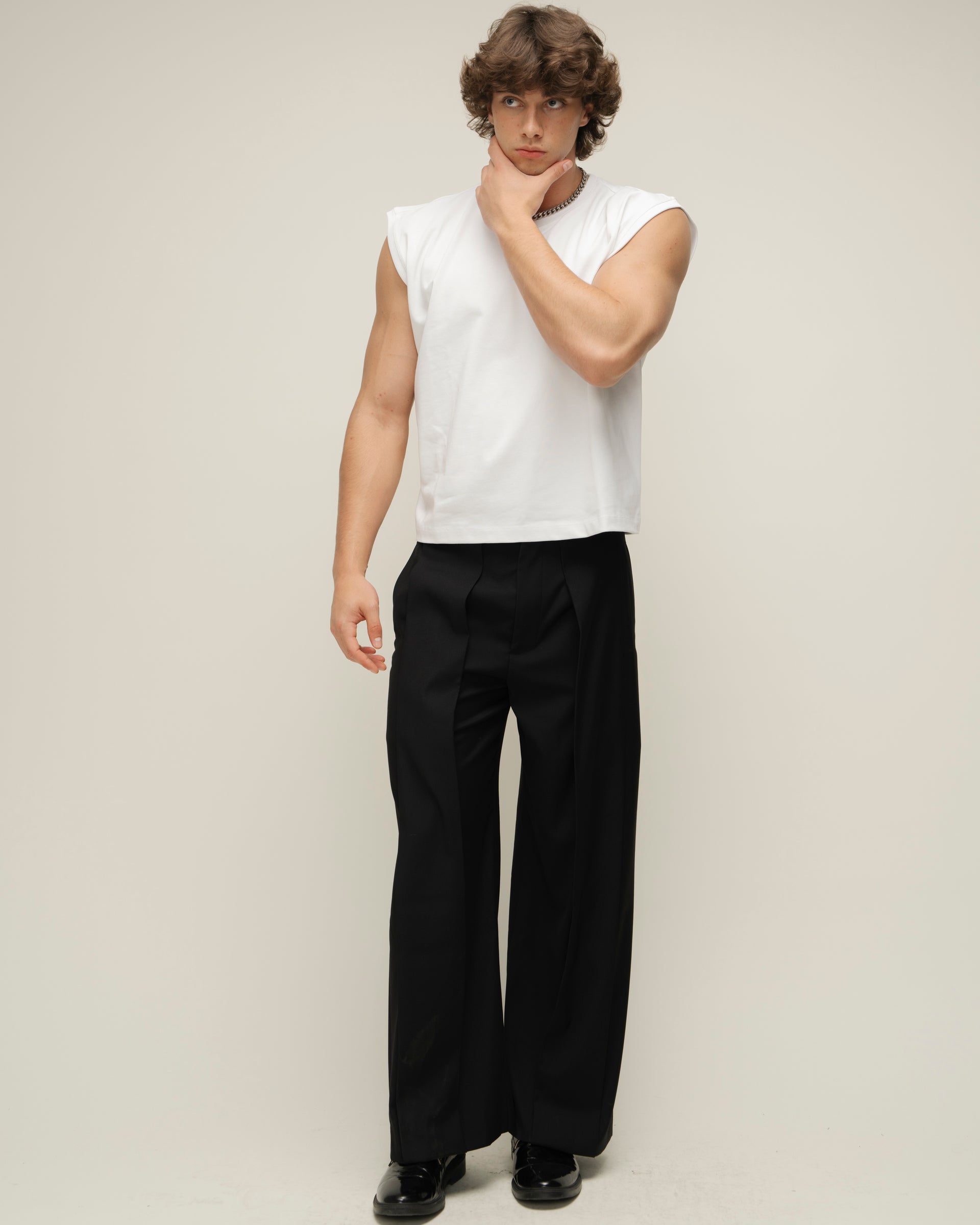 White Sleeveless T-Shirt