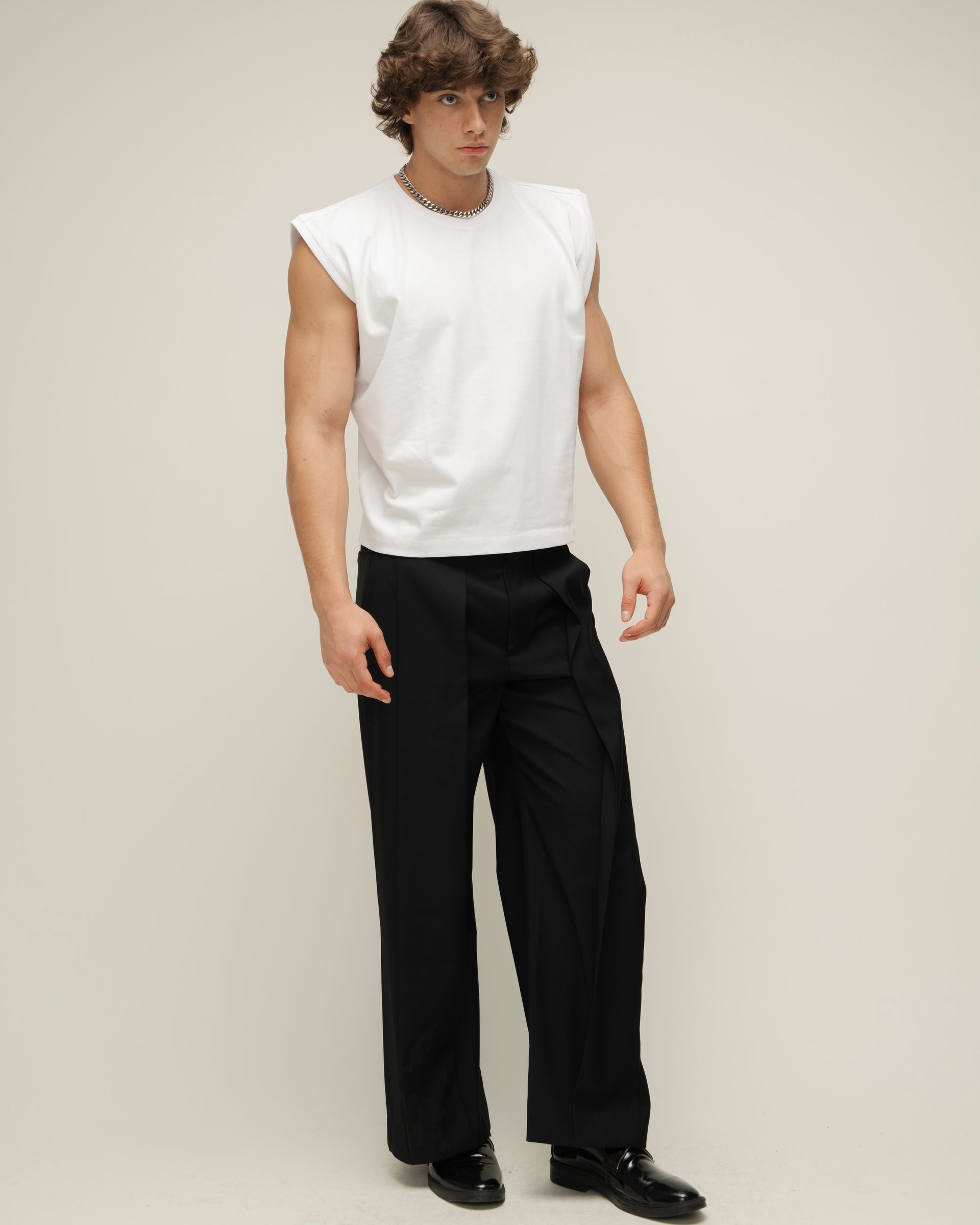 White Sleeveless T-Shirt