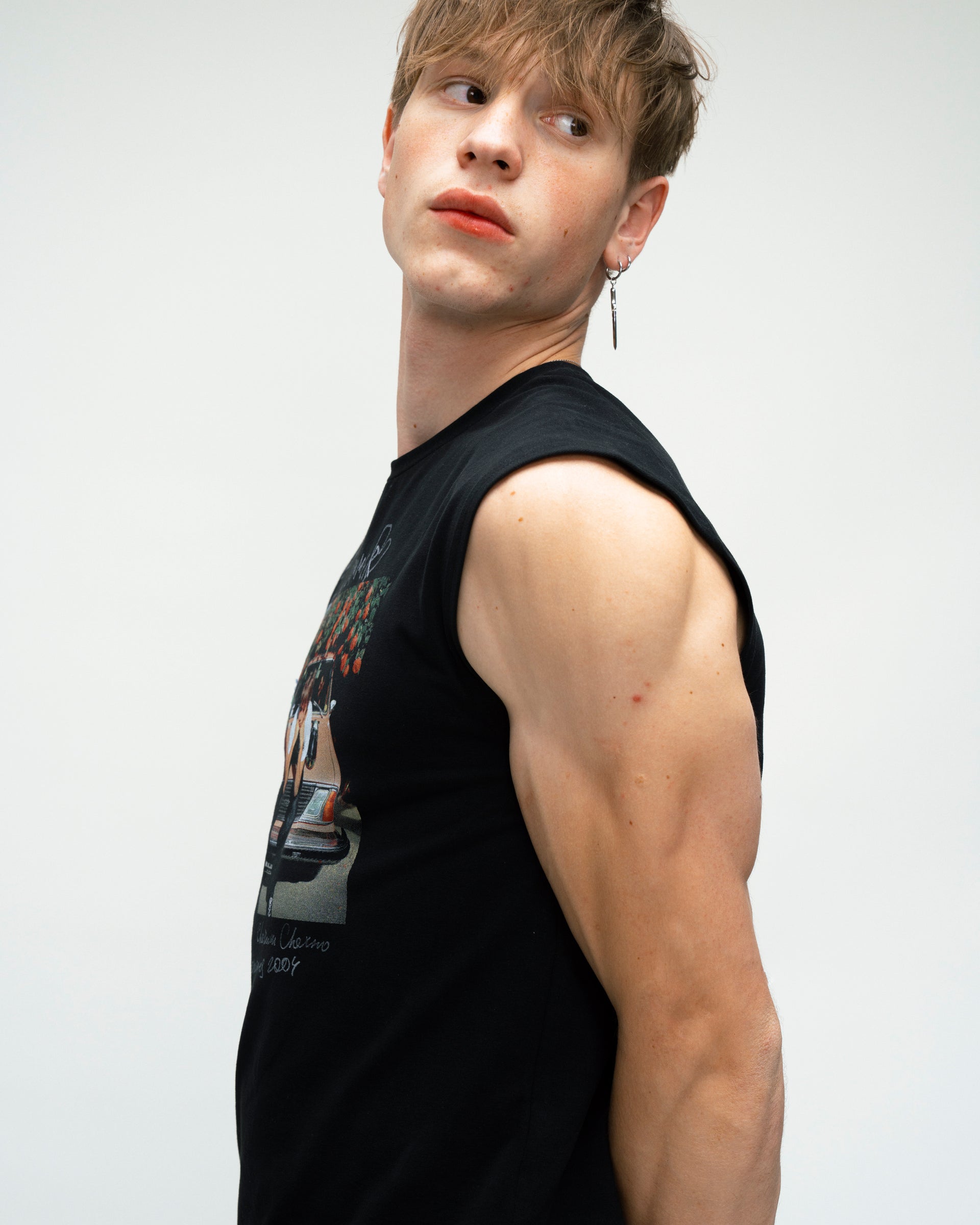 "Love in summer" Black Sleeveless Tank Top