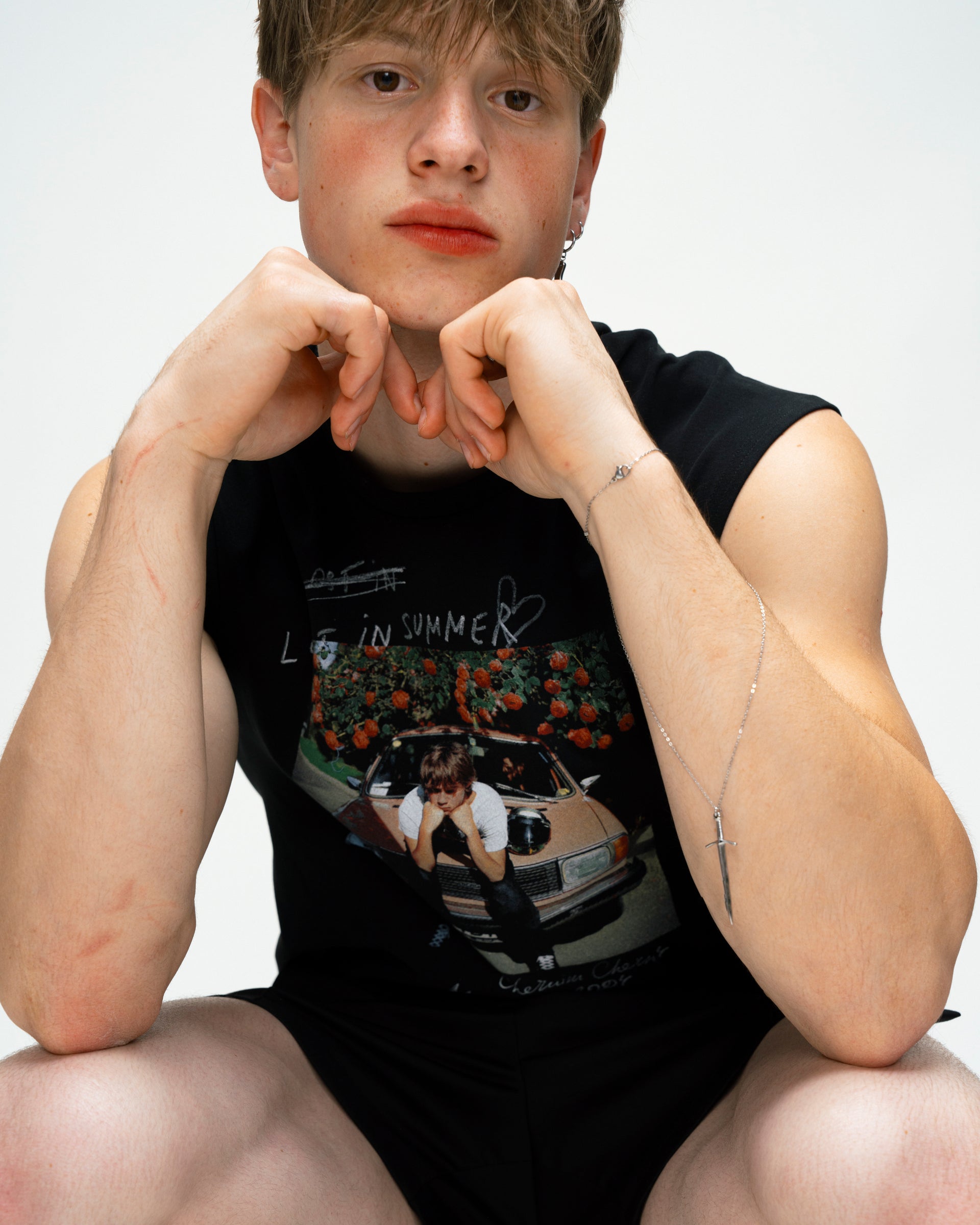 "Love in summer" Black Sleeveless Tank Top