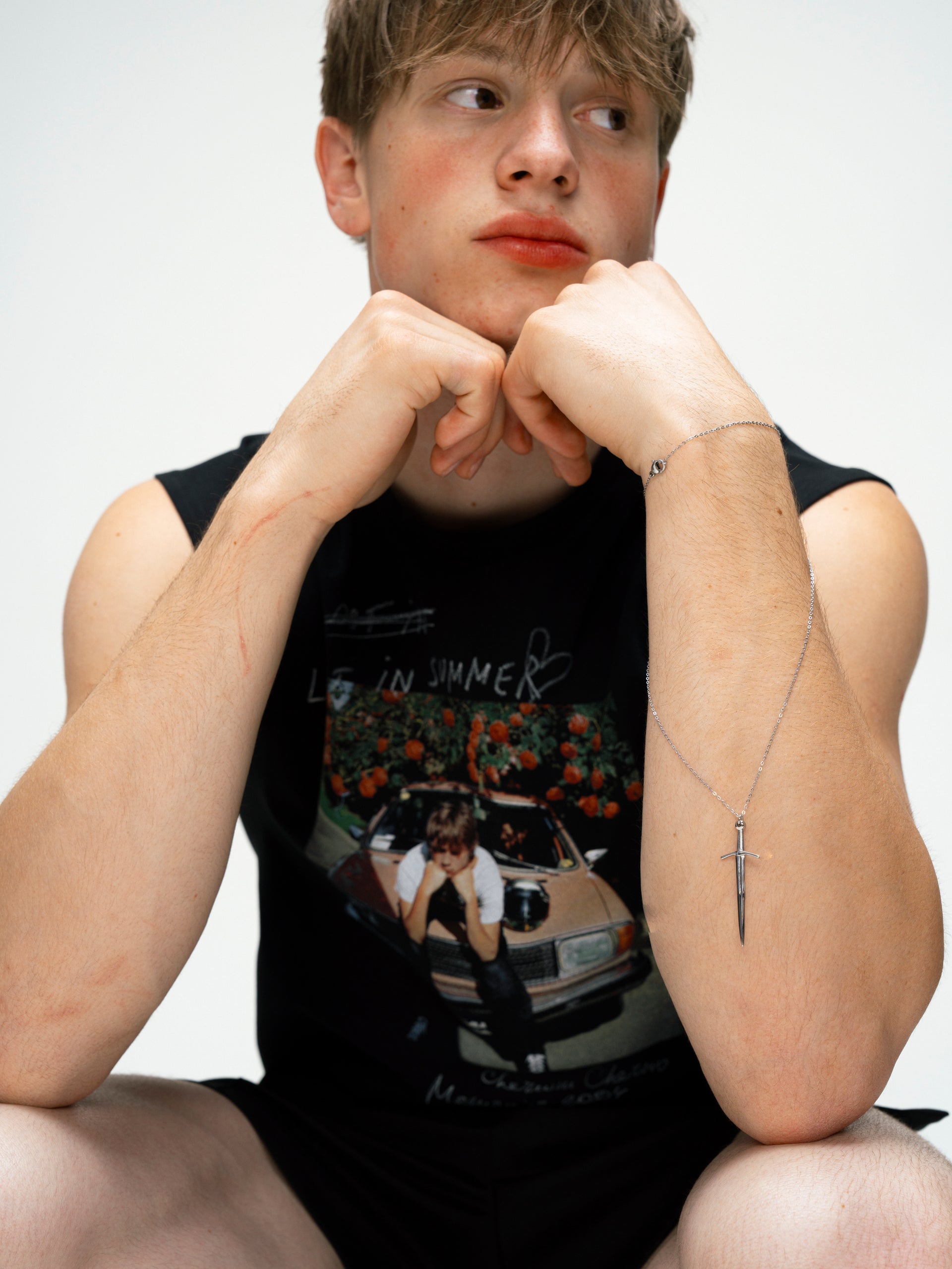 "Love in summer" Black Sleeveless Tank Top