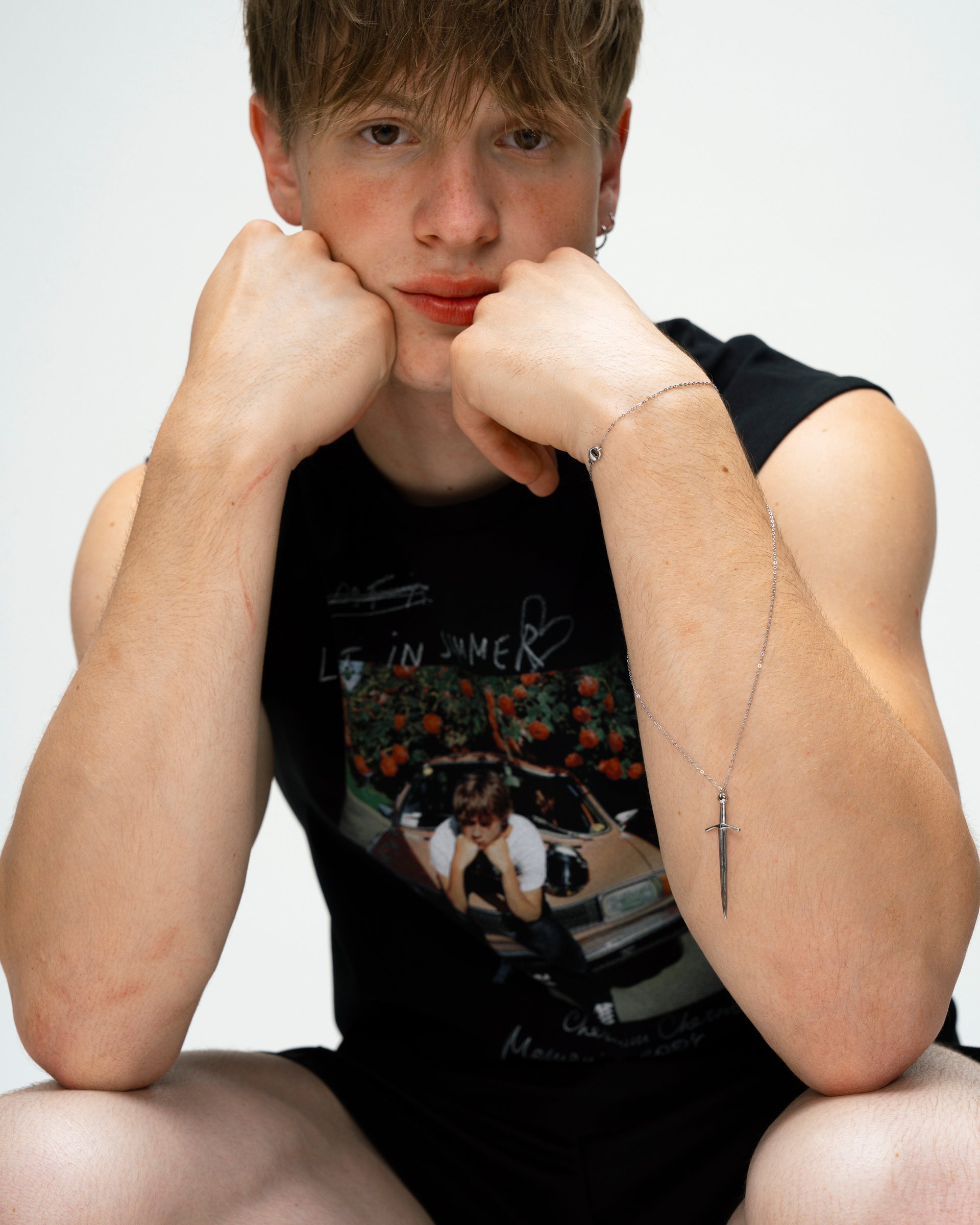 "Love in summer" Black Sleeveless Tank Top