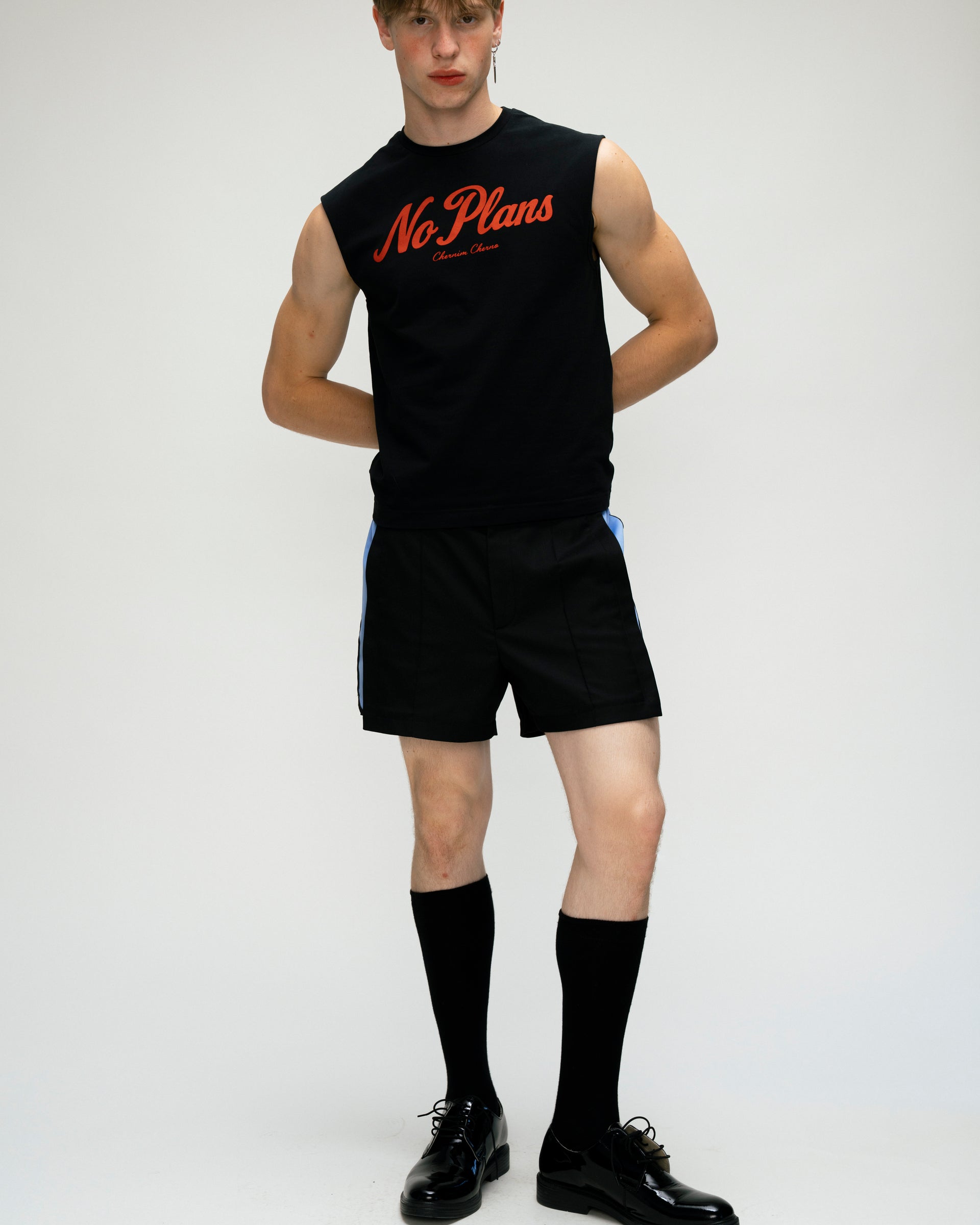 "Heads or Tails" Shorts with Blue Insert