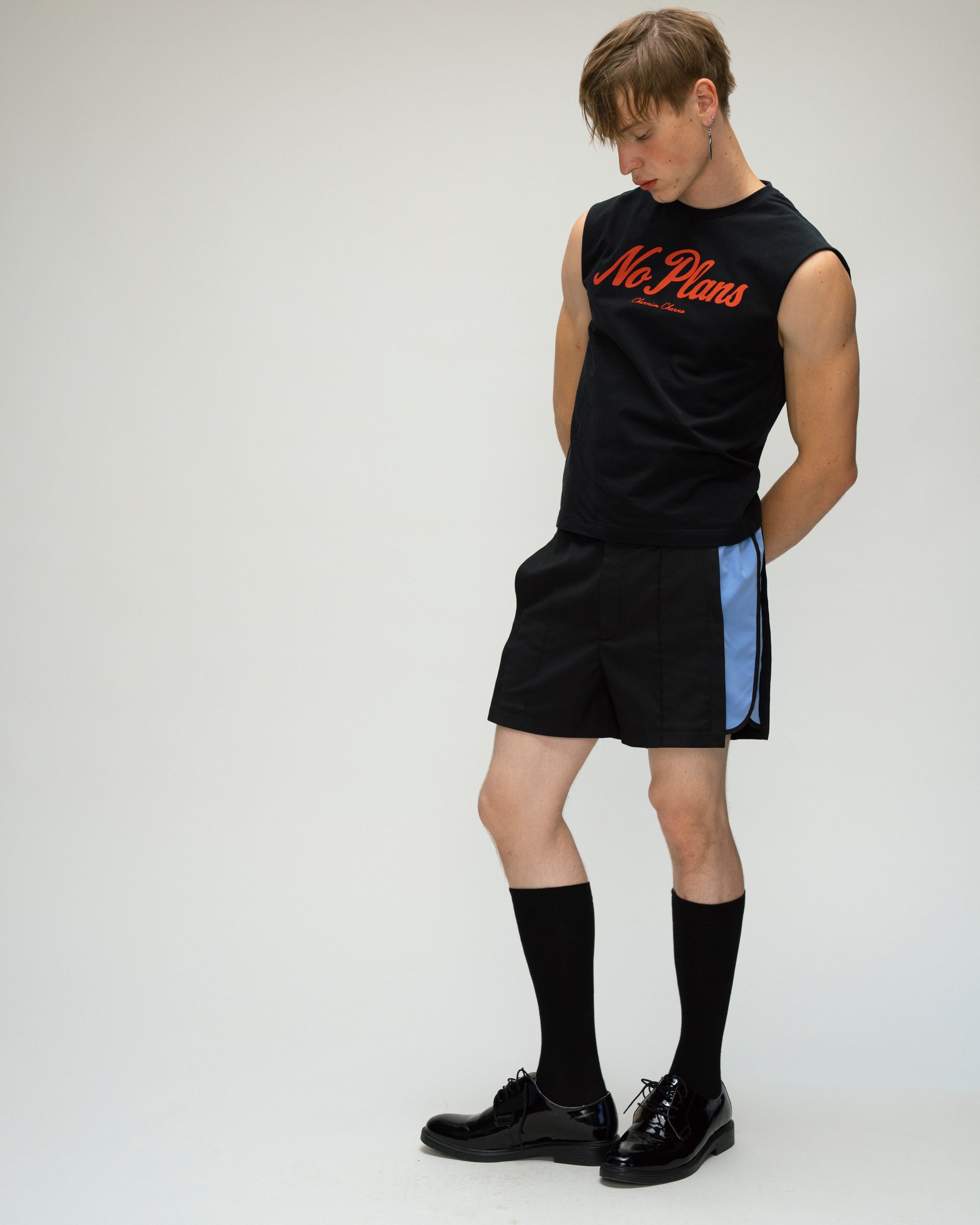 "Heads or Tails" Shorts with Blue Insert
