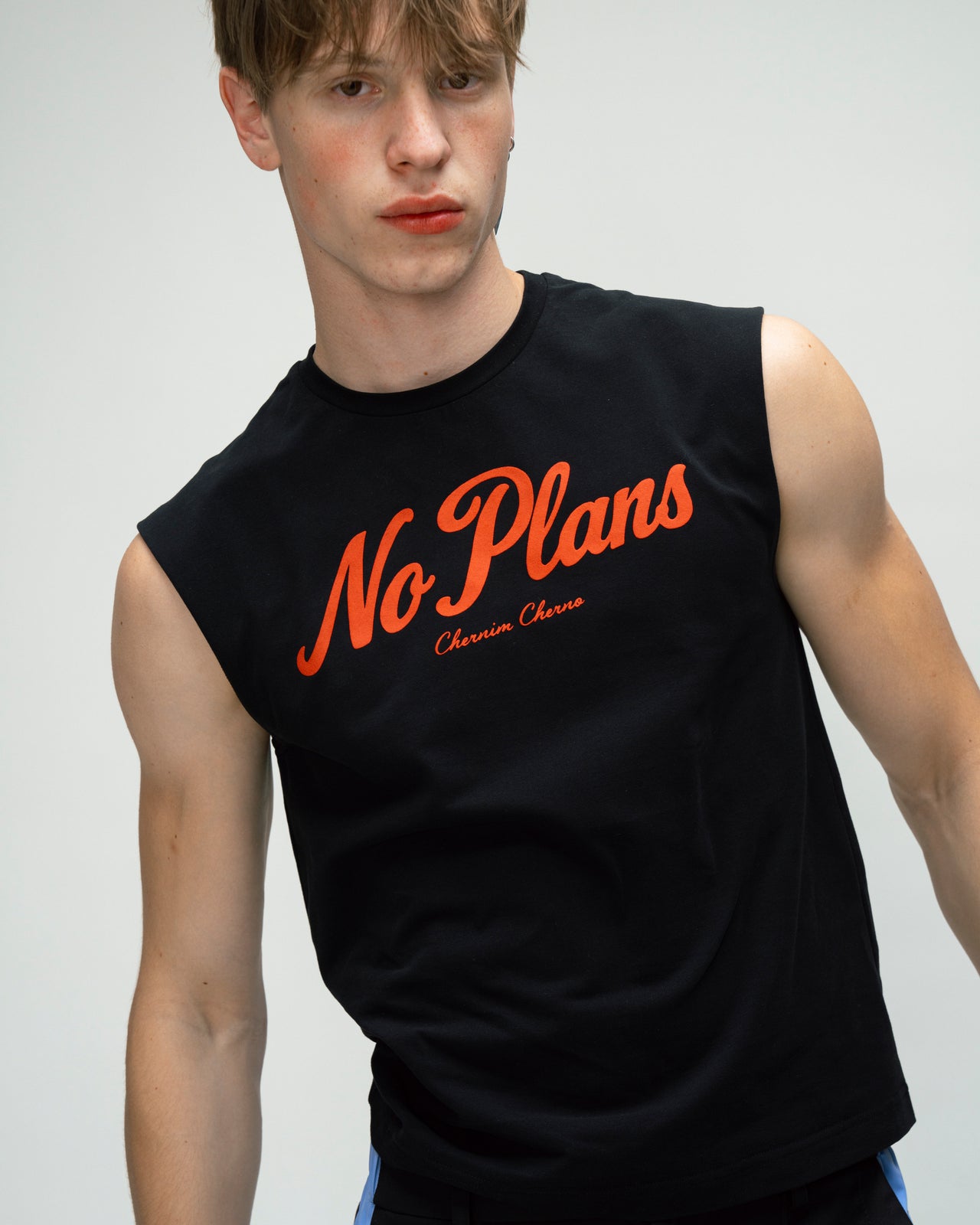 "No plans" Black Sleeveless Tank Top