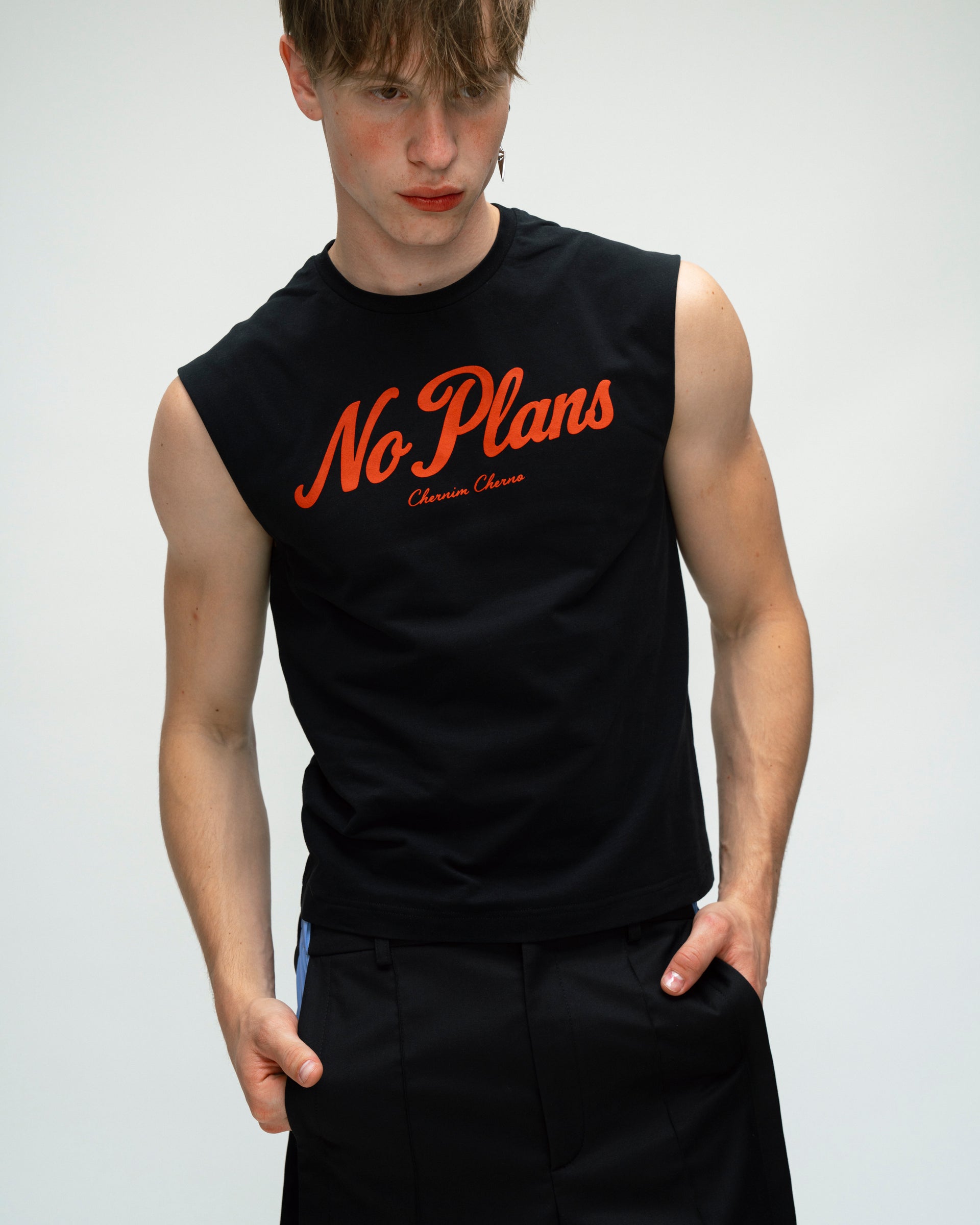 No Plans Black Tank Top, view 7 – Chernim Cherno