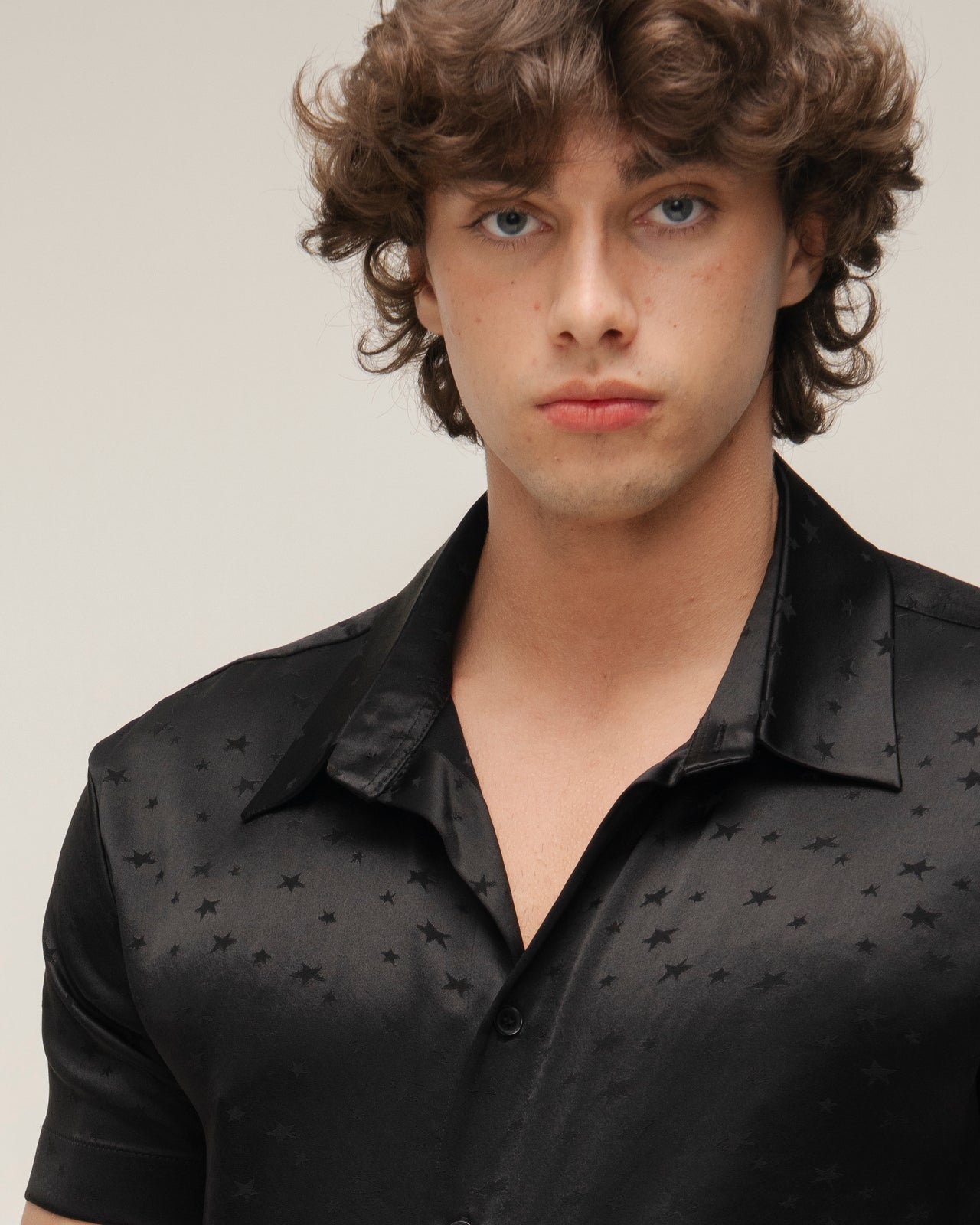 “Chic” Satin Shirt with Stars