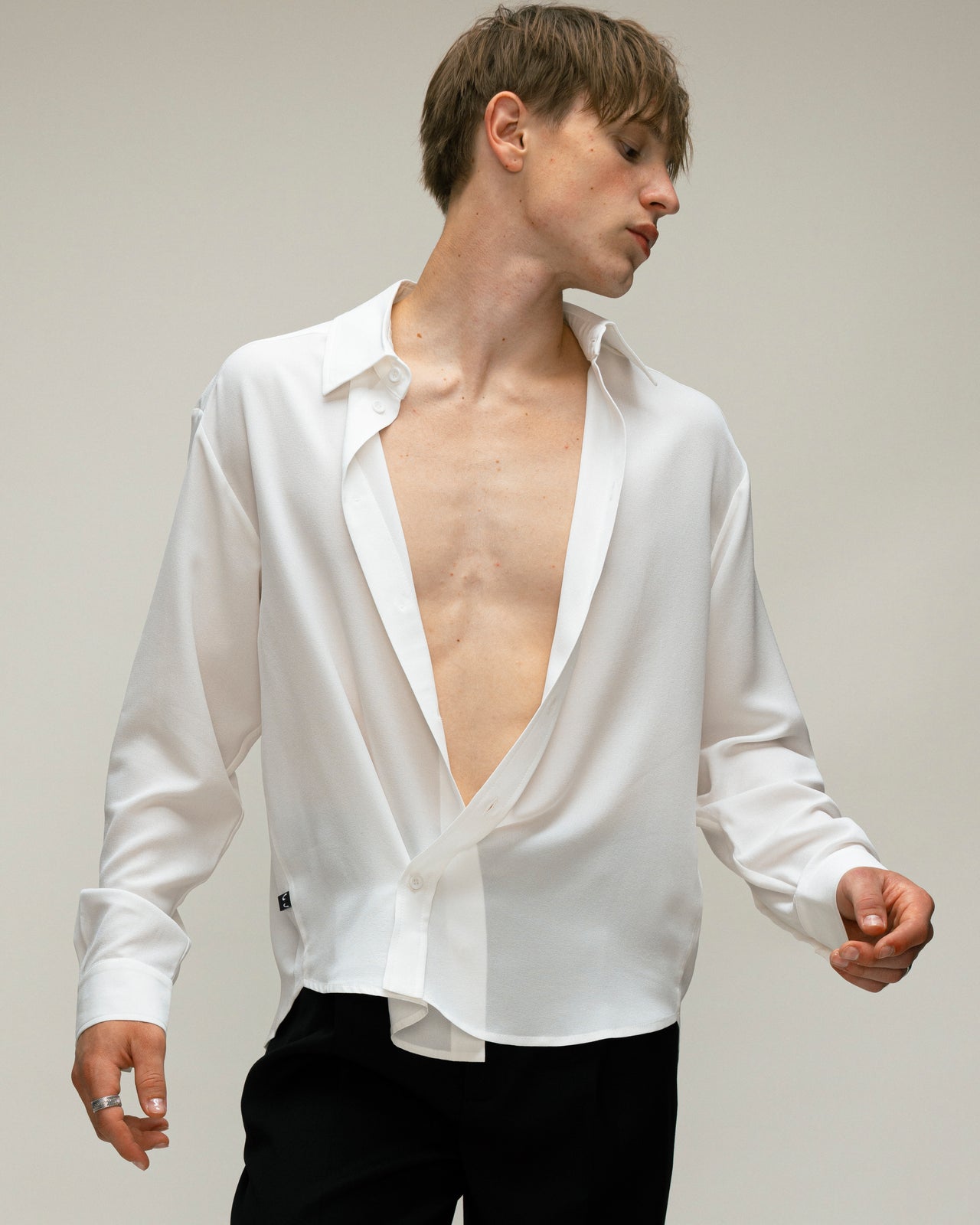 "Carte blanche" White Silk Shirt