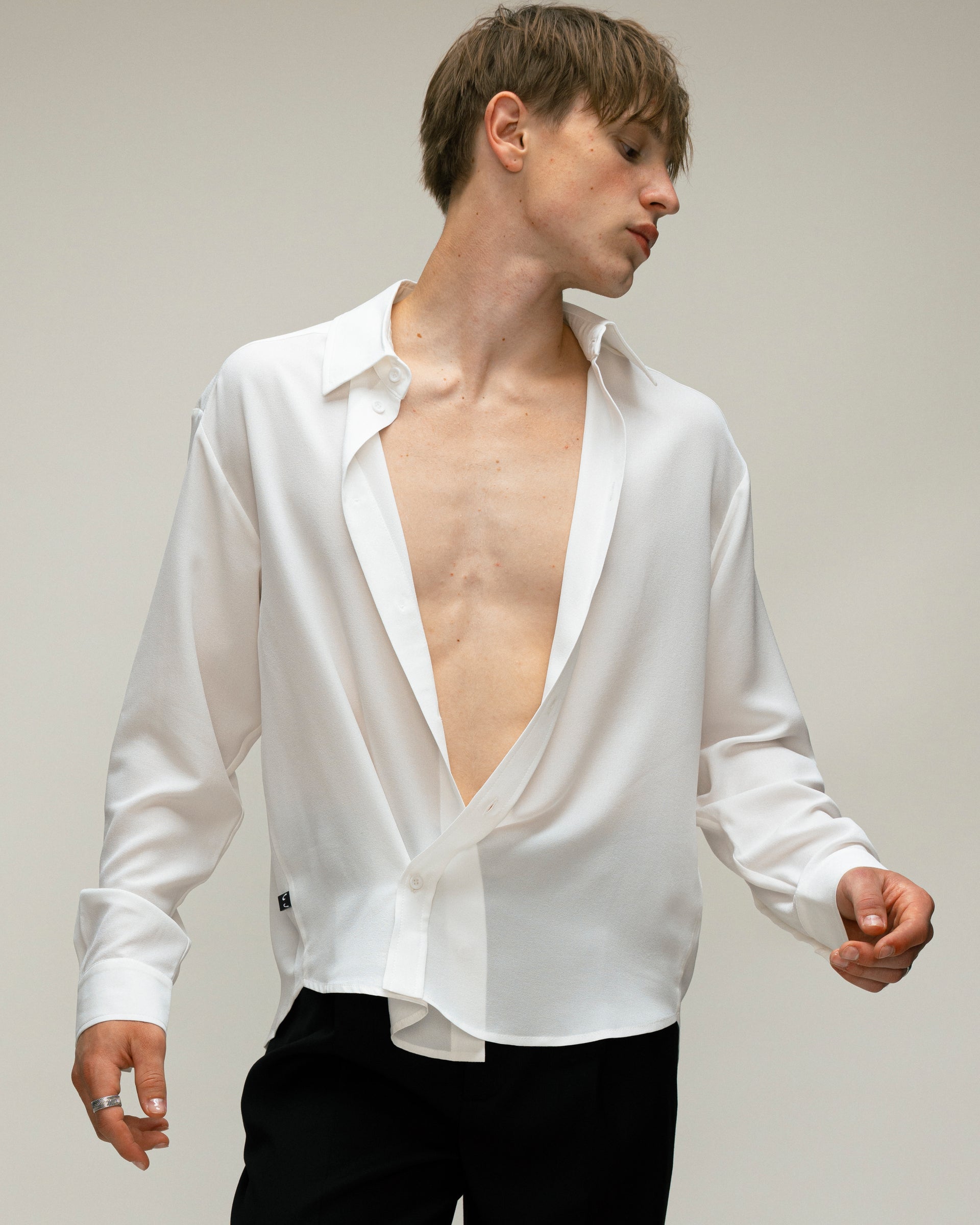 "Carte blanche" White Silk Shirt