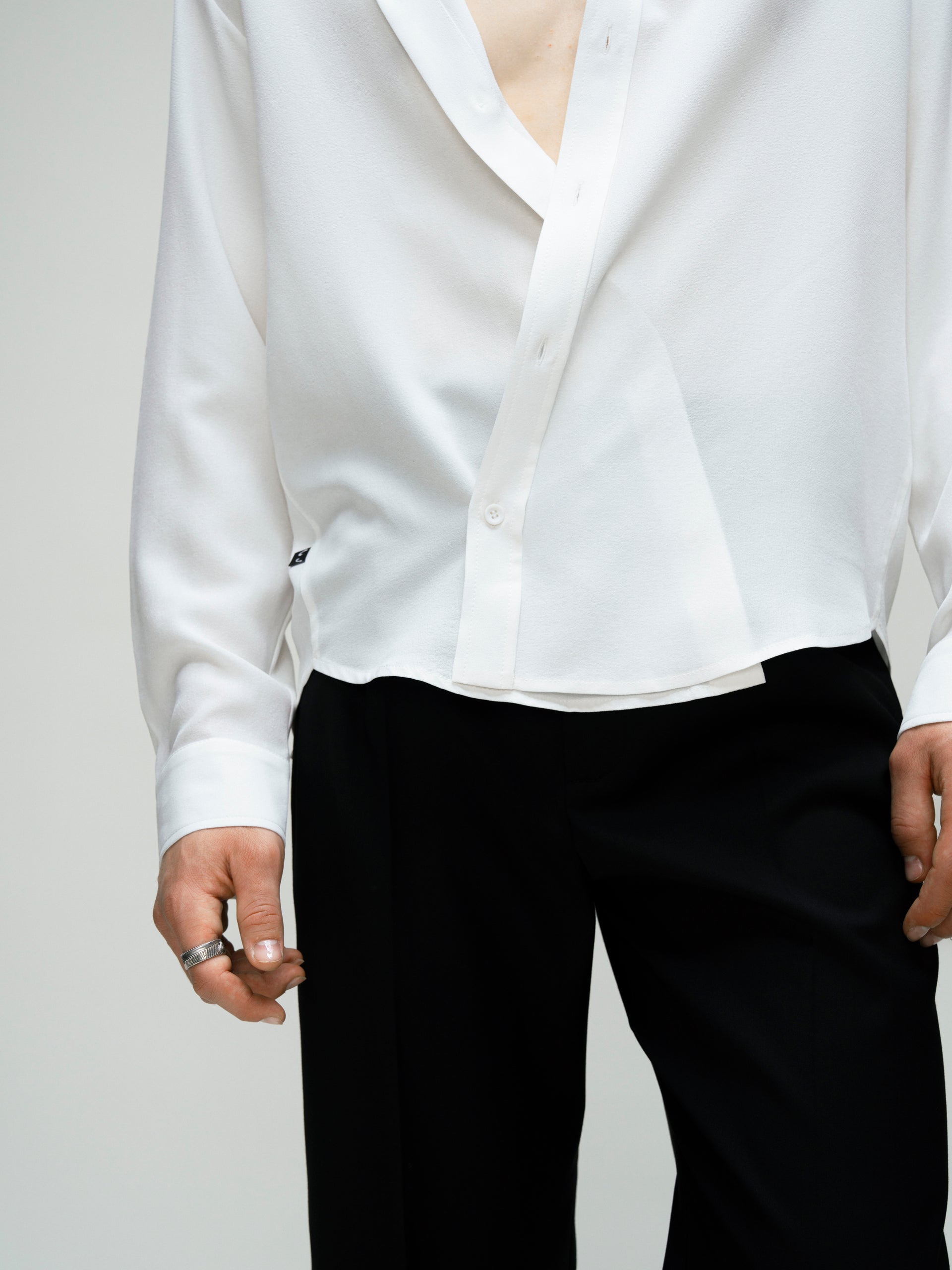 "Carte blanche" White Silk Shirt
