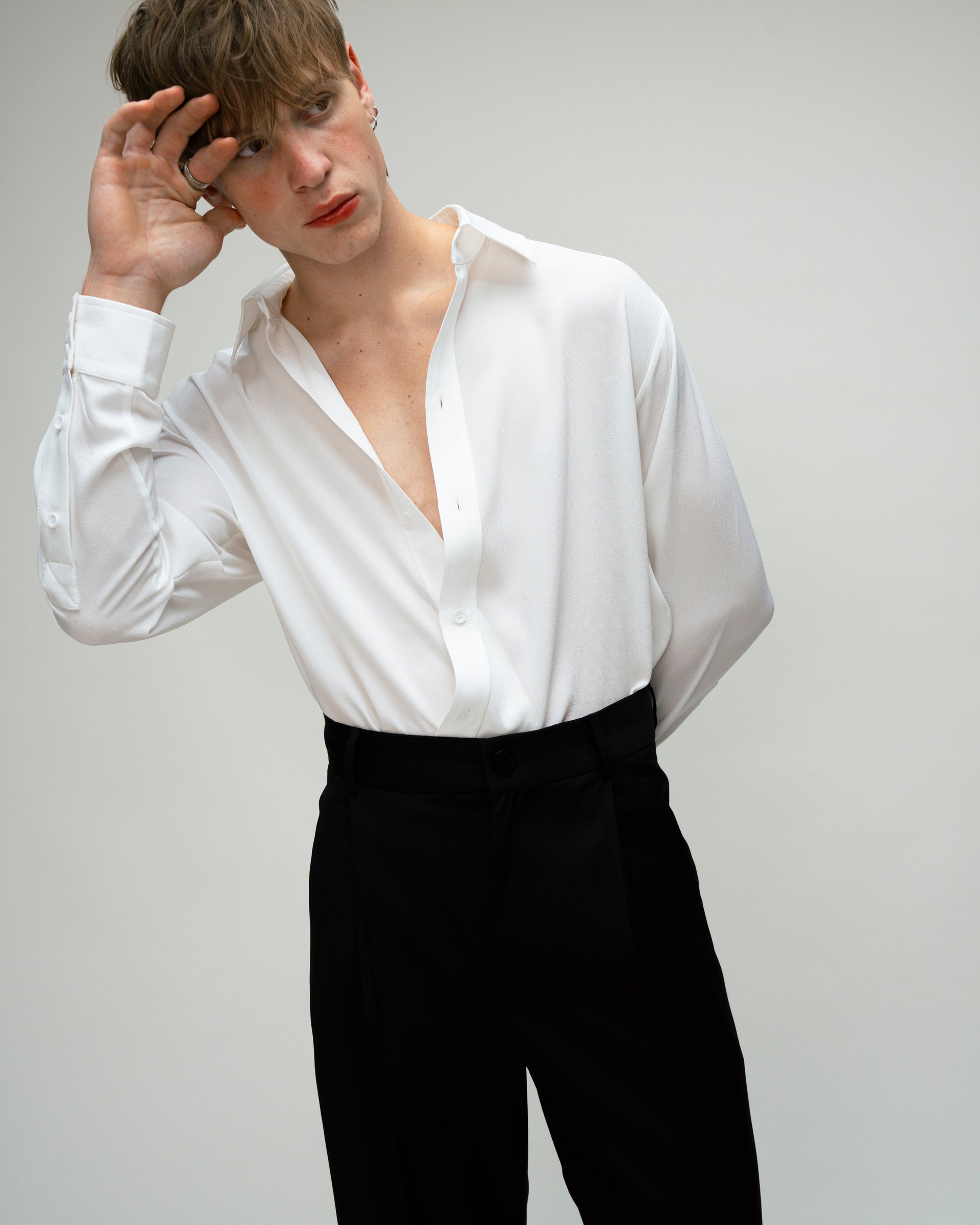 "Carte blanche" White Silk Shirt
