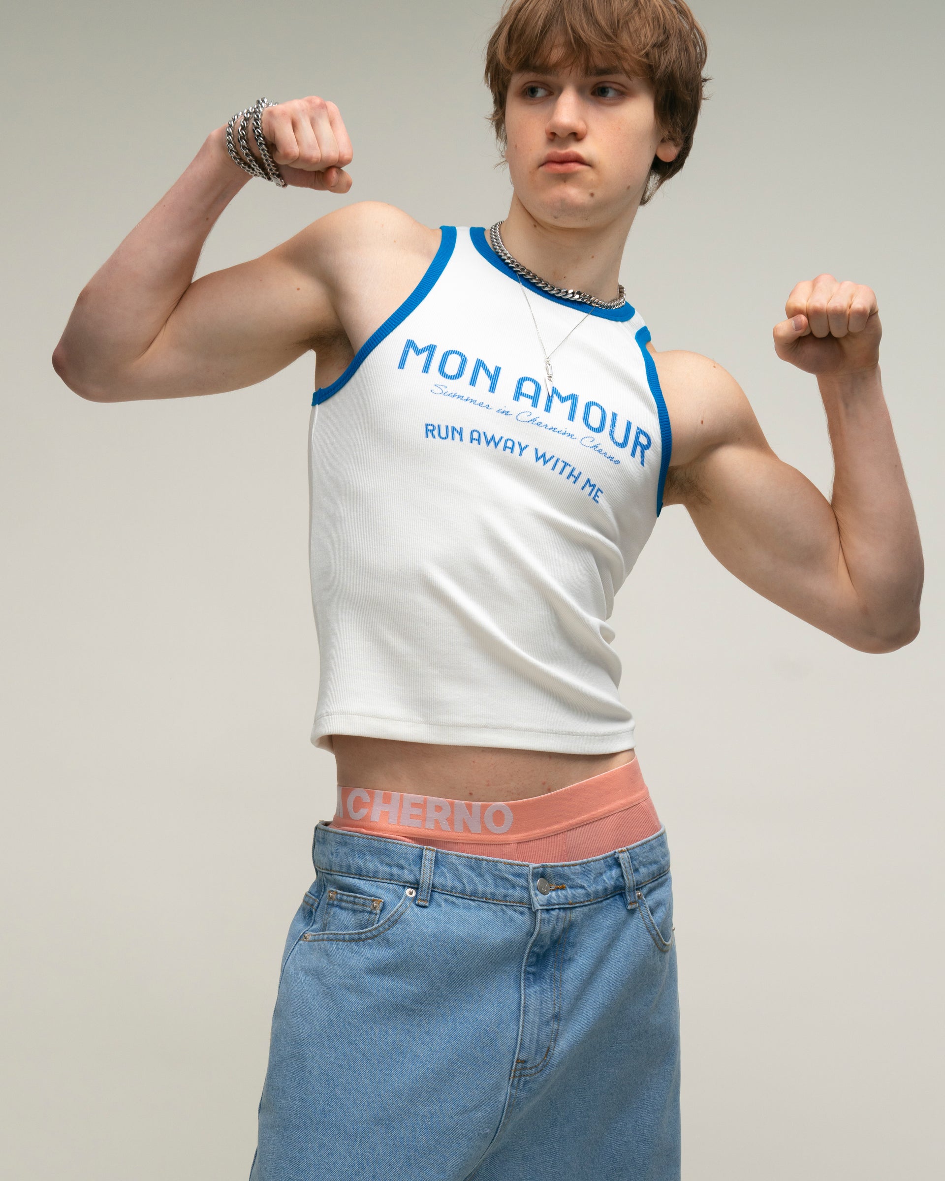 Mon Amour, Go Away With Me White Tank Top – Chernim Cherno
