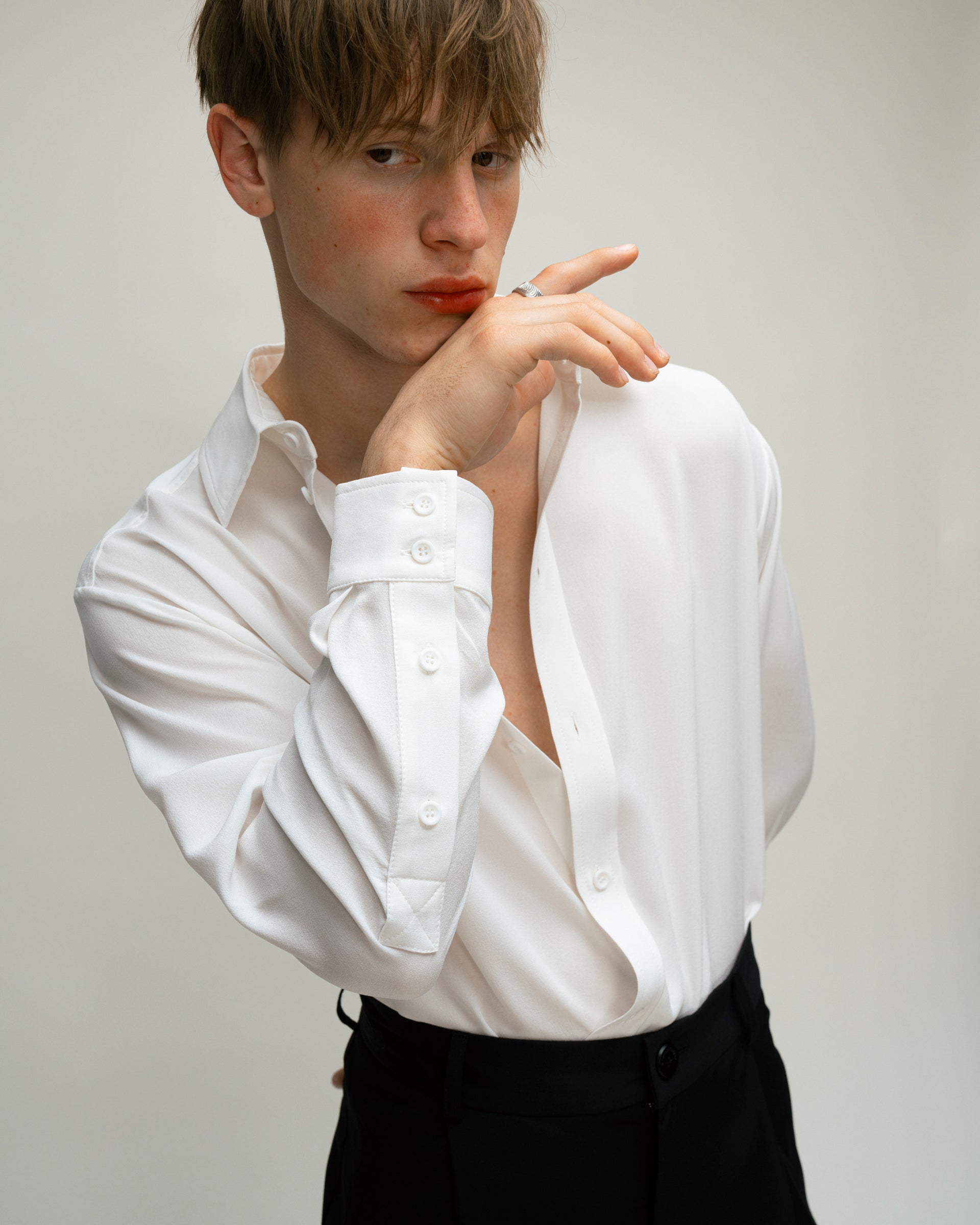 "Carte blanche" White Silk Shirt