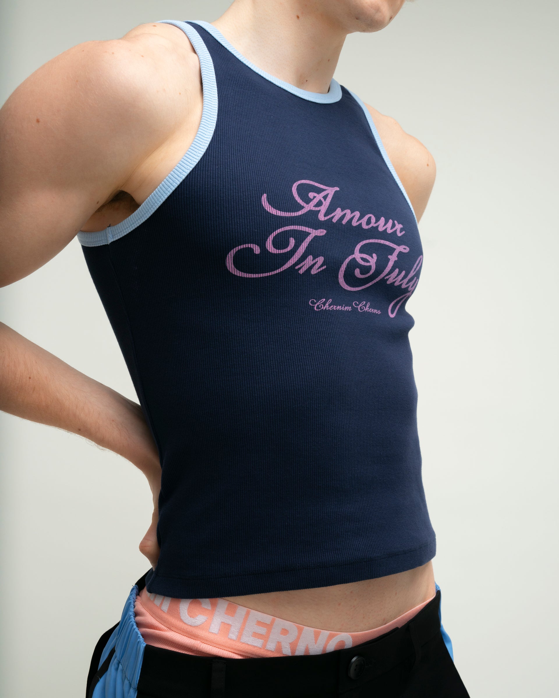 Amour in July Black Tank Top, view 5 – Chernim Cherno
