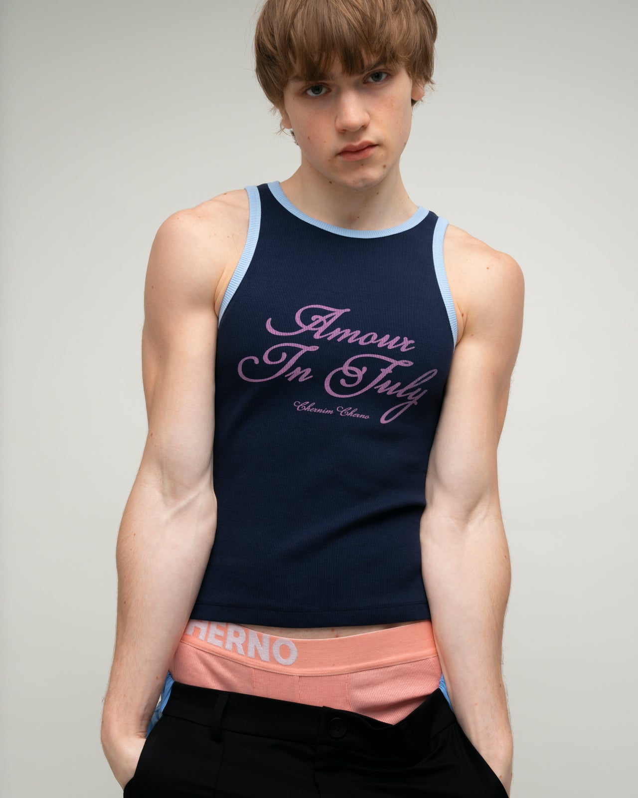 "Amour in July" Black Tank Top