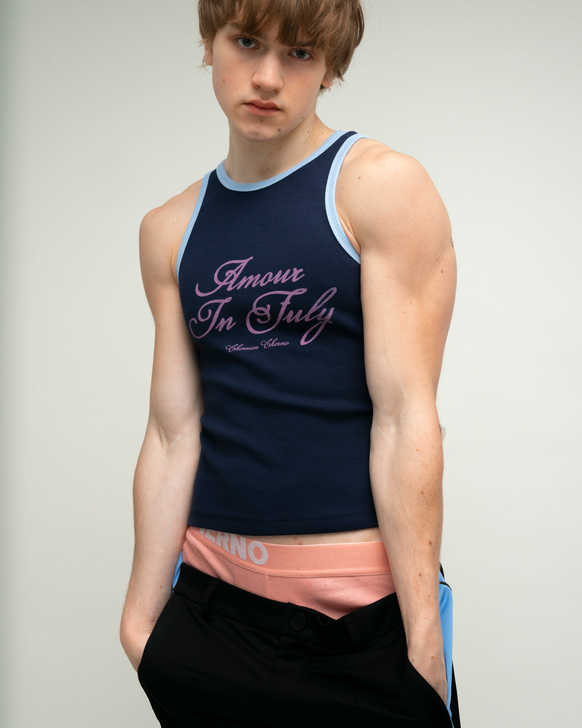 Amour in July Black Tank Top, view 3 – Chernim Cherno