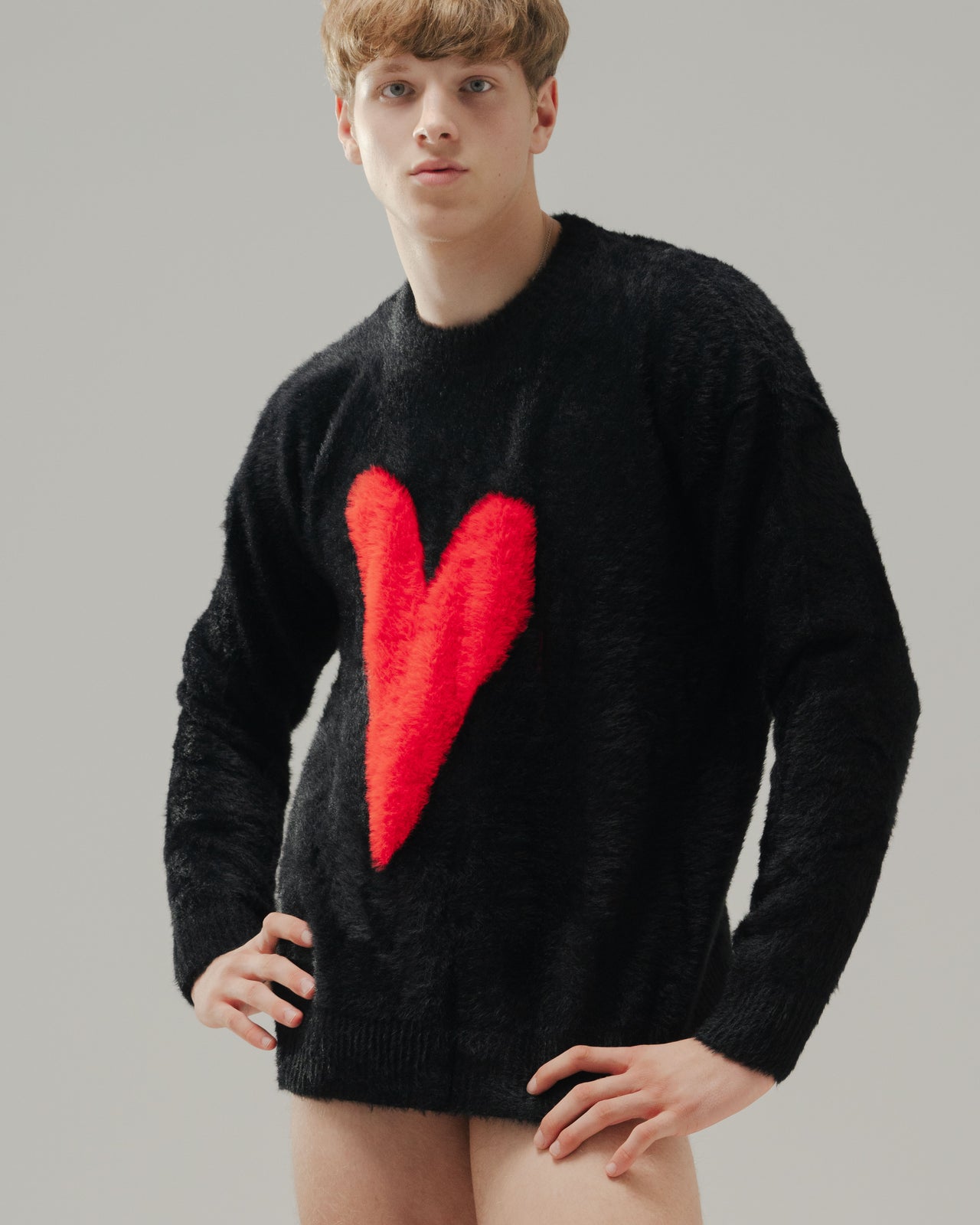 "Red Heart" Black Sweater